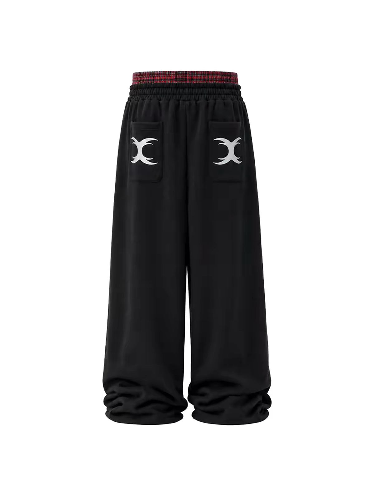 SEXXDEVIL Plaid Double-Waistband Striped Sweatpants