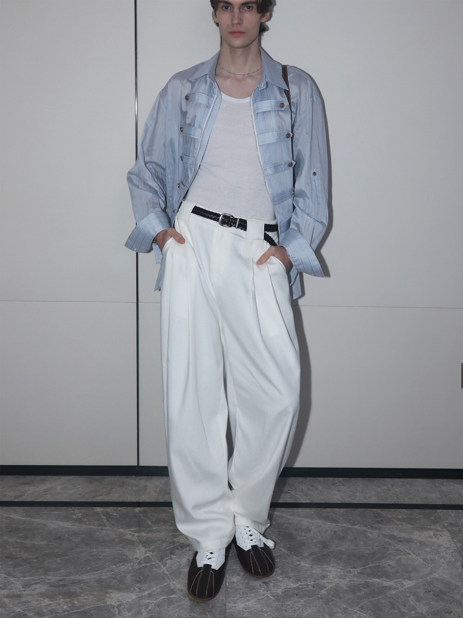 ASSEEN Essential Draped Linen-Blend Trousers