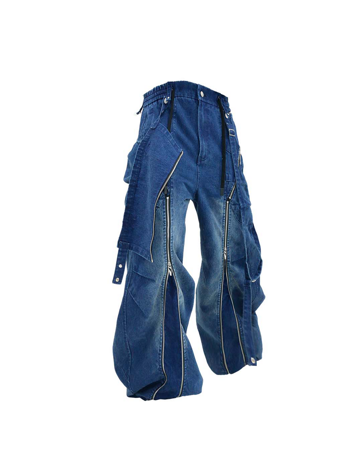 RELABEL Washed Detachable Suspender Cargo Jeans