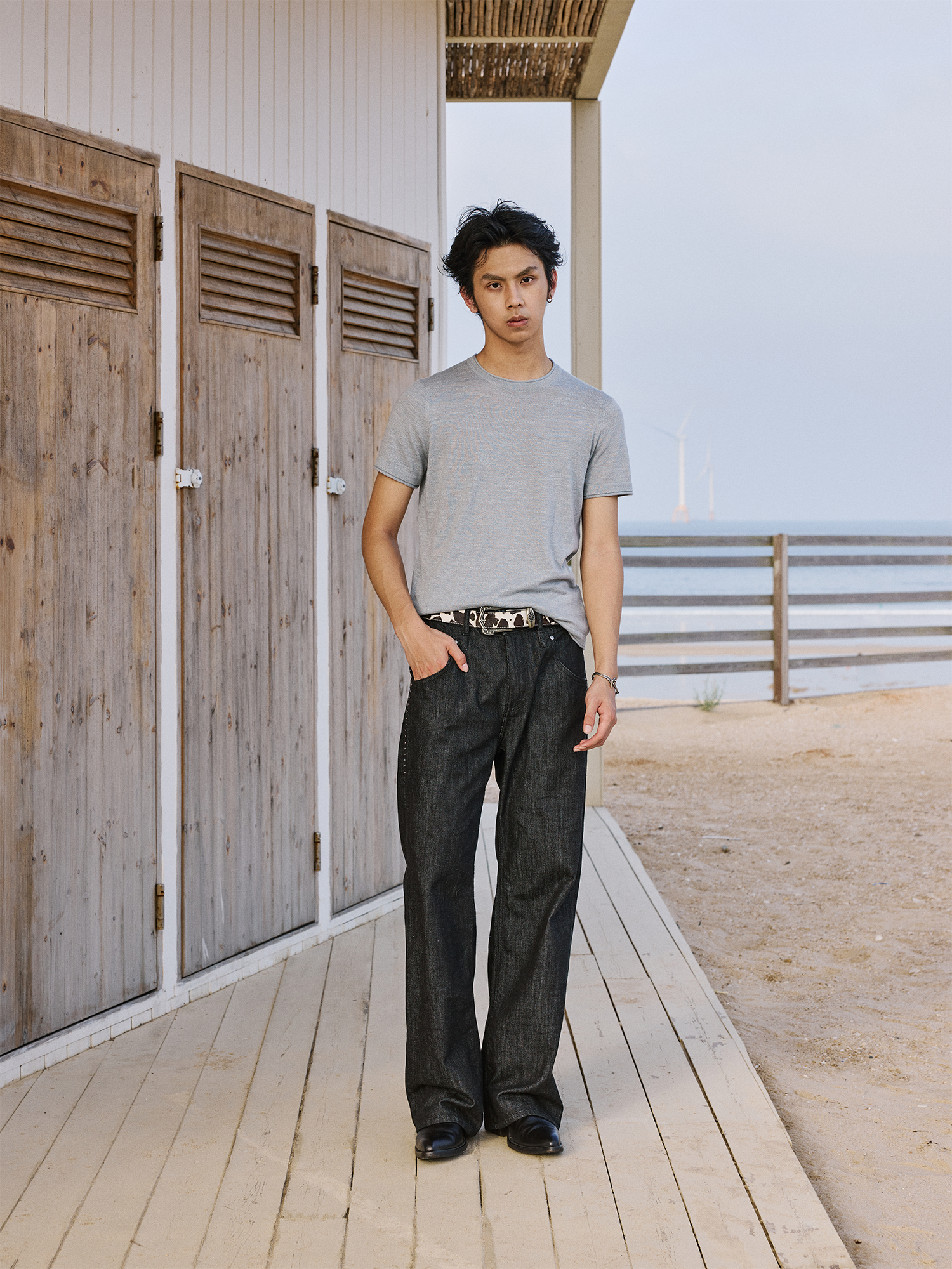 IN EXISTENCE Mulberry Silk Studded Straight-Leg Jeans