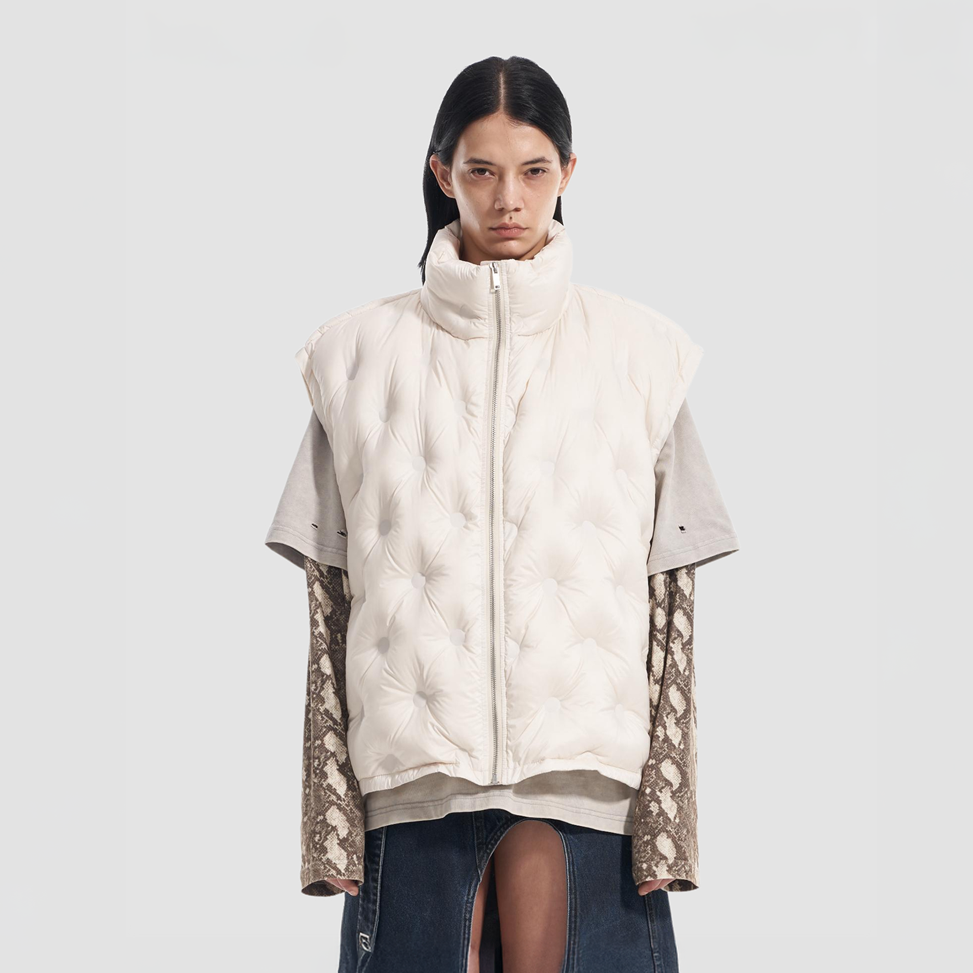 VANN VALRENCE Bubble-Quilted High-Neck Down Vest