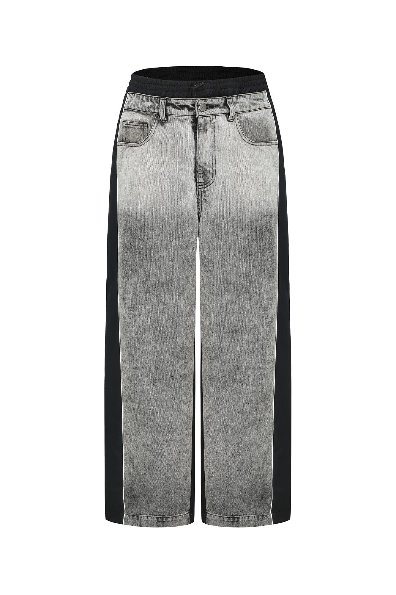 VANN VALRENCE Washed Contrast-Panel Wide-Leg Jeans, premium urban and streetwear designers apparel on PROJECTISR.com, VANN VALRENCE