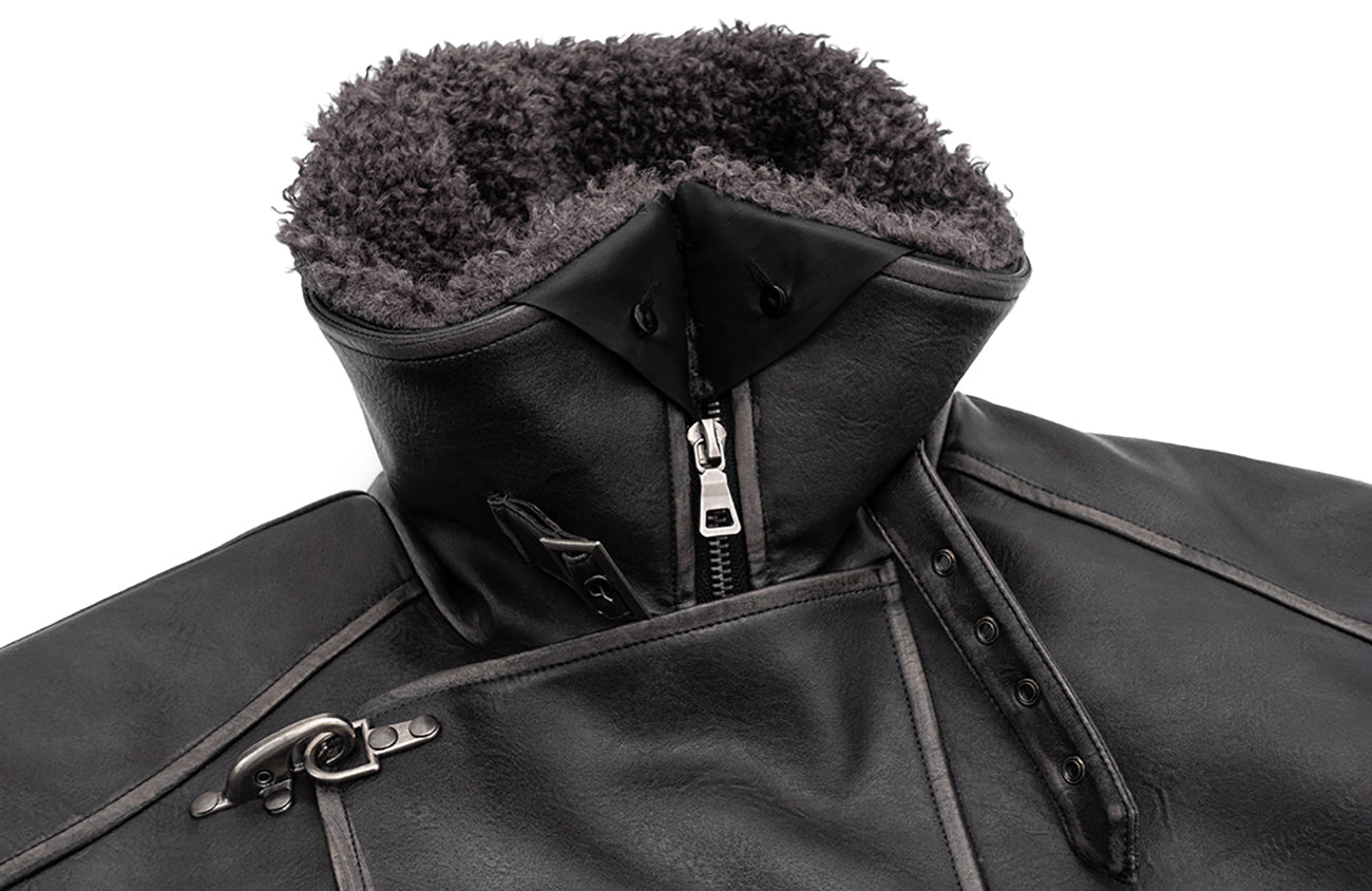 IN EXISTENCE Asymmetric Placket Washed Moto Jacket, premium urban and streetwear designers apparel on PROJECTISR.com, IN EXISTENCE