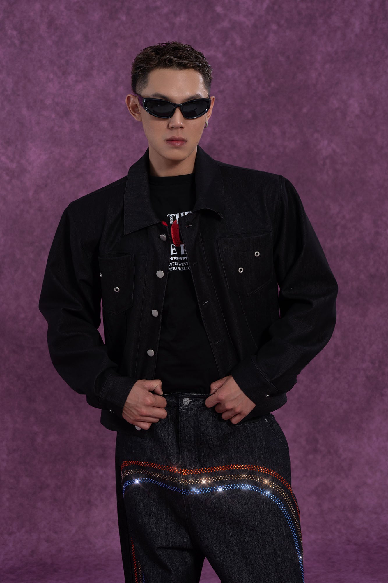 CLP Cropped Shoulder Padding Denim Jacket