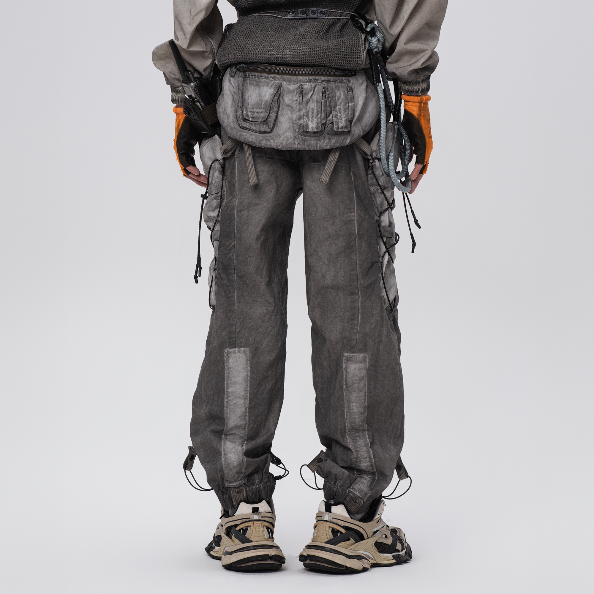 STEAM Washed Multi-Pocket Detachable Waist Bag Cargo Pants