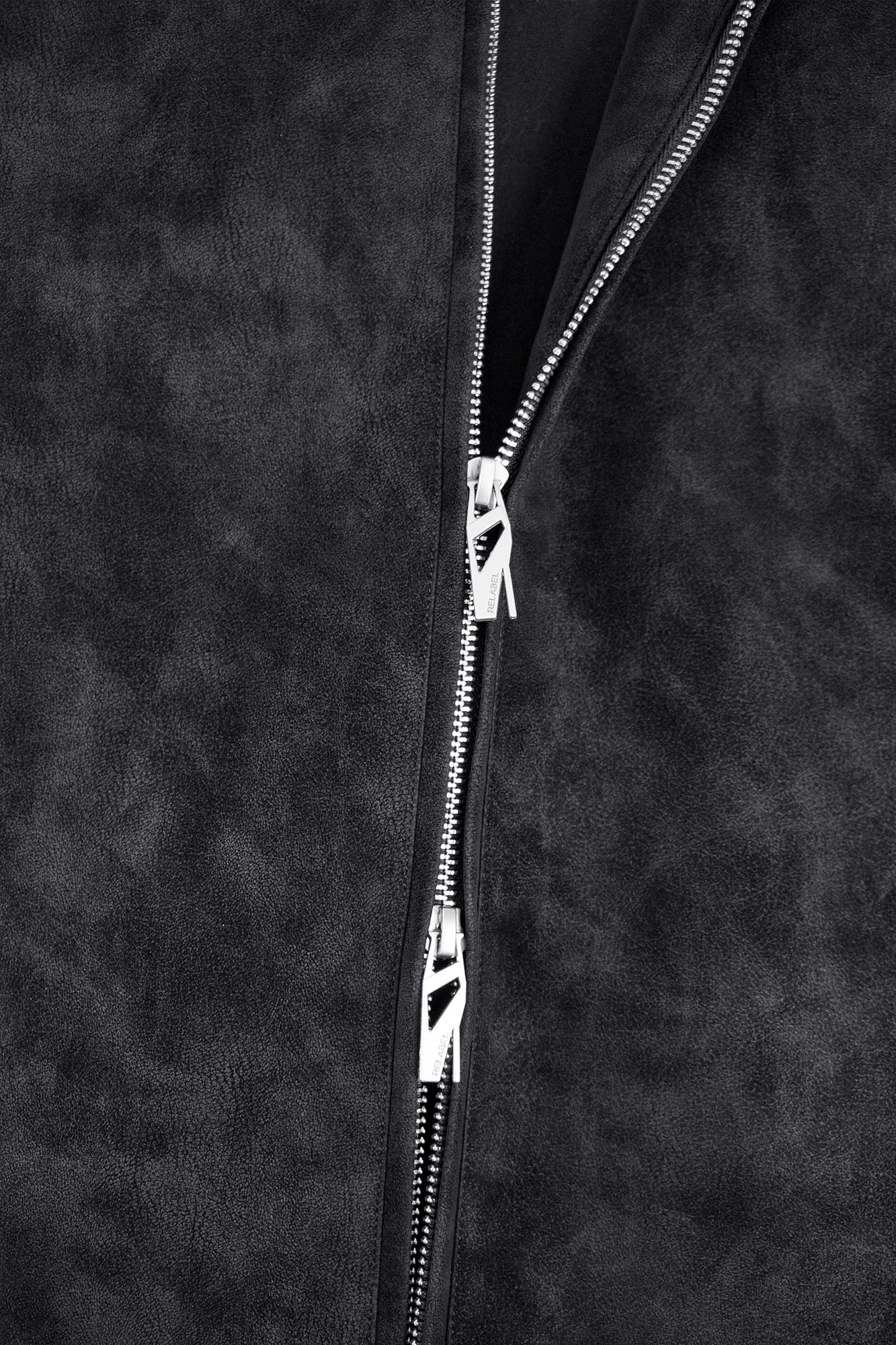 RELABEL Detachable Plush Scarf Hooded Suede Jacket Black, premium urban and streetwear designers apparel on PROJECTISR.com, RELABEL