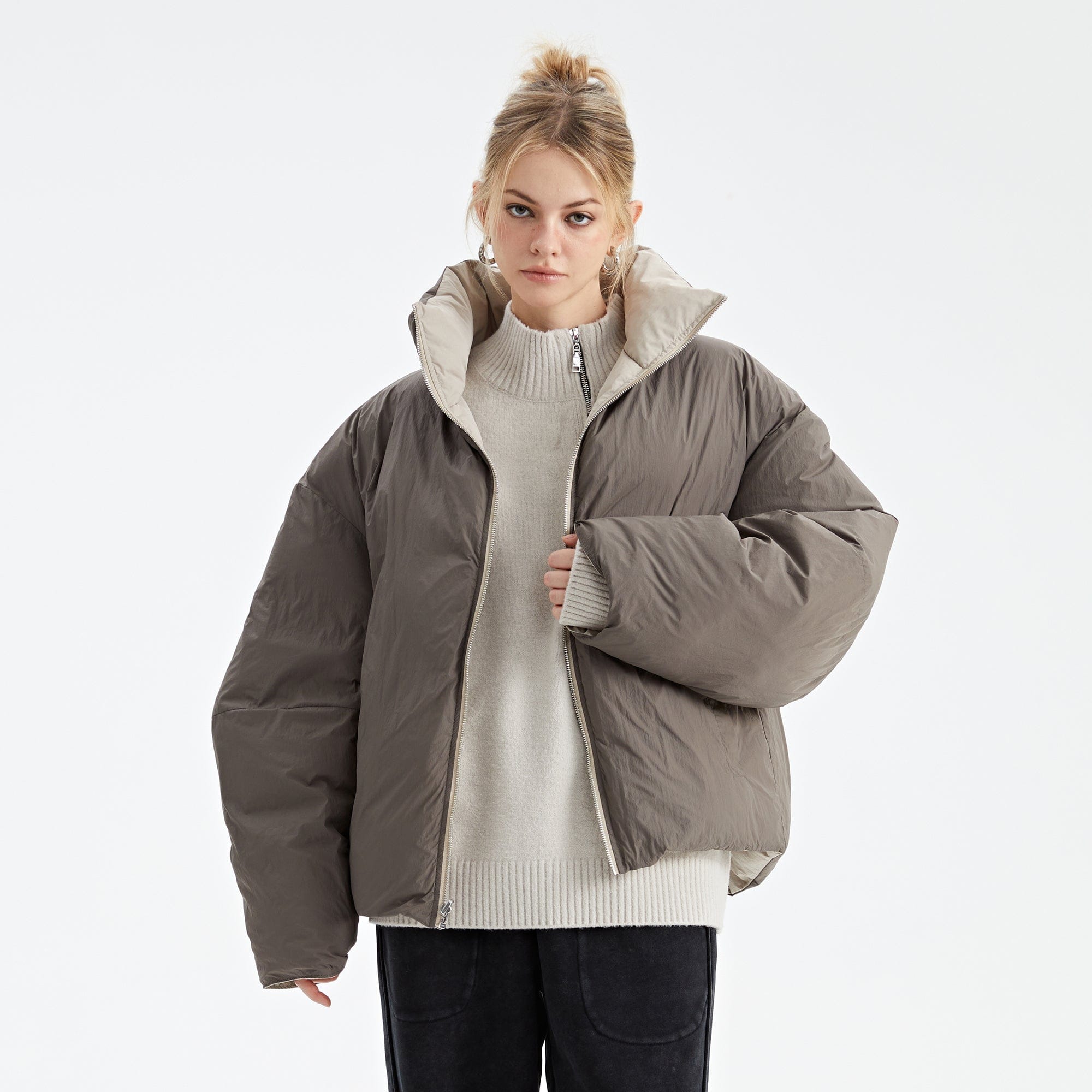 ORGANIC EMOTION Reversible Oversized Waterproof Down Jacket