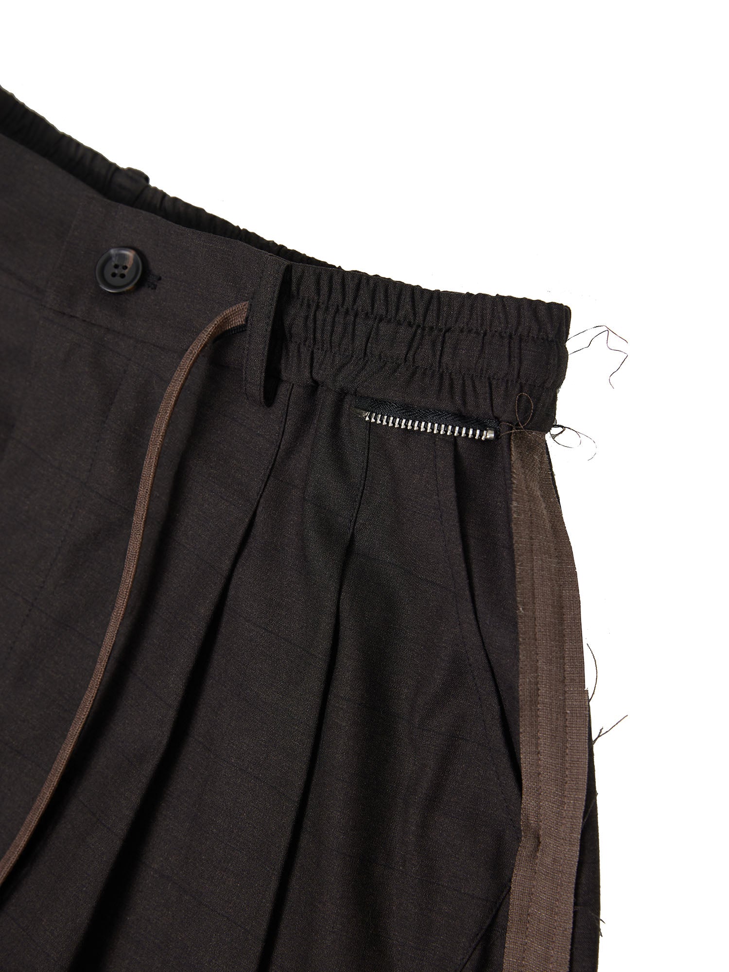 RELABEL Pleated Wide-Leg Drawstring Trousers Brown