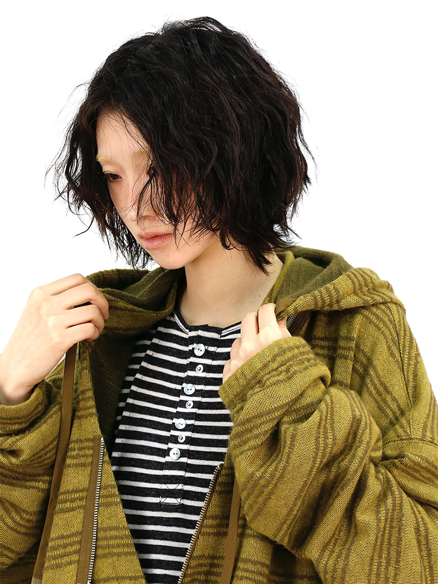 RELABEL Striped Asym Half-Zip Knit Hoodie, premium urban and streetwear designers apparel on PROJECTISR.com, RELABEL