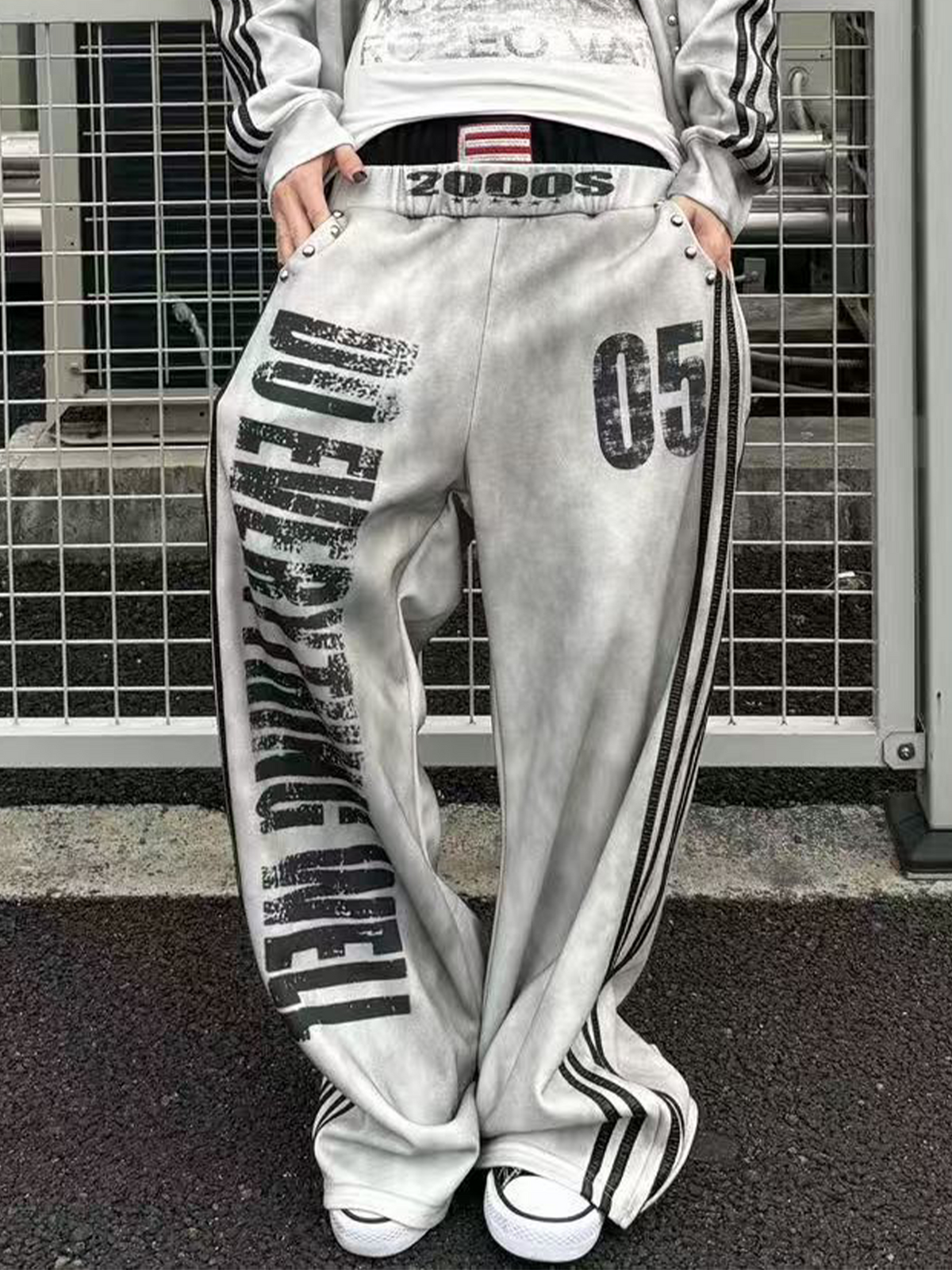 DETW Washed Graphic Double-Waistband Sweatpants