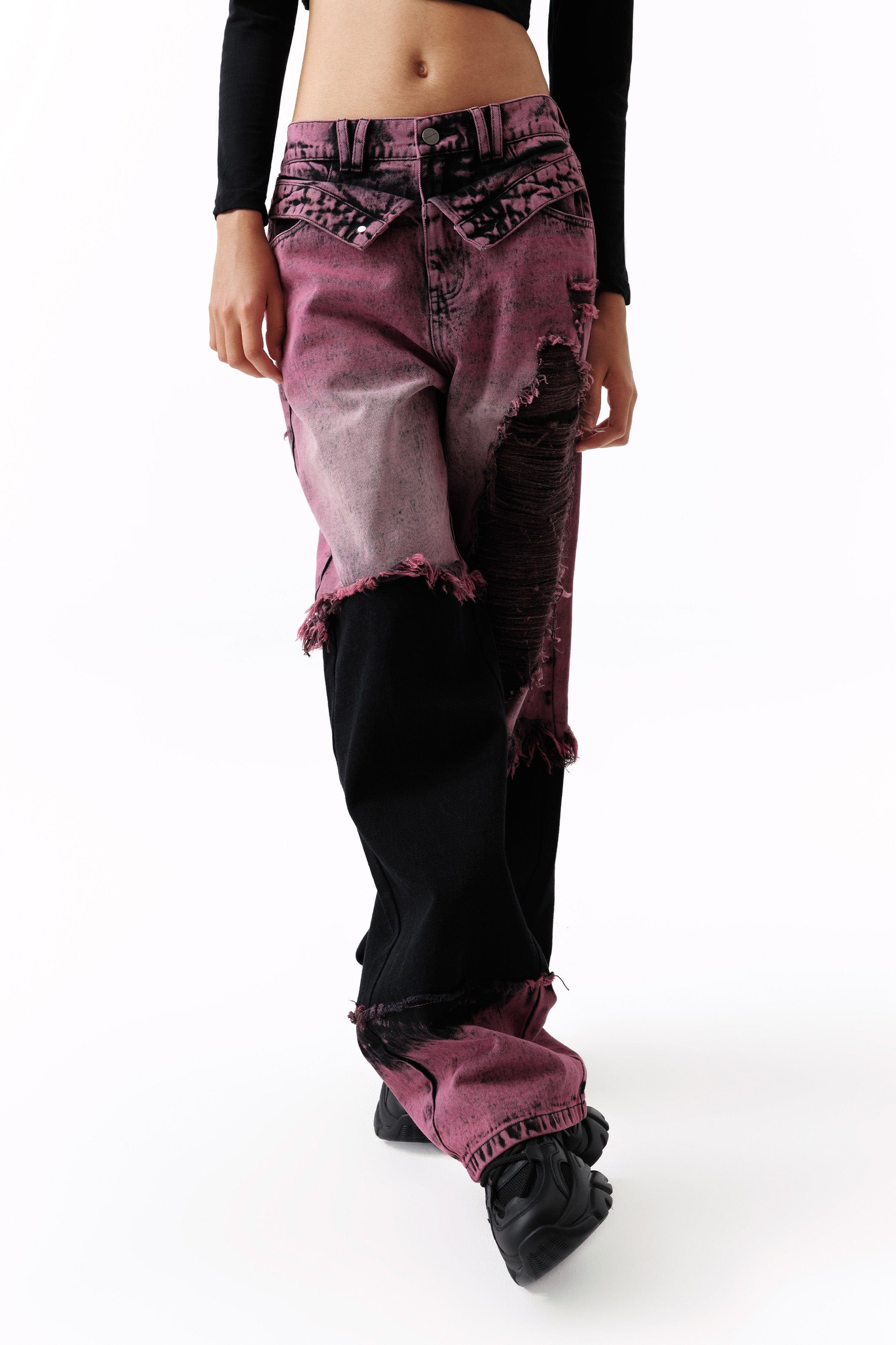 VANN VALRENCE Distressed Panelled Frayed Straight-Leg Jeans, premium urban and streetwear designers apparel on PROJECTISR.com, VANN VALRENCE