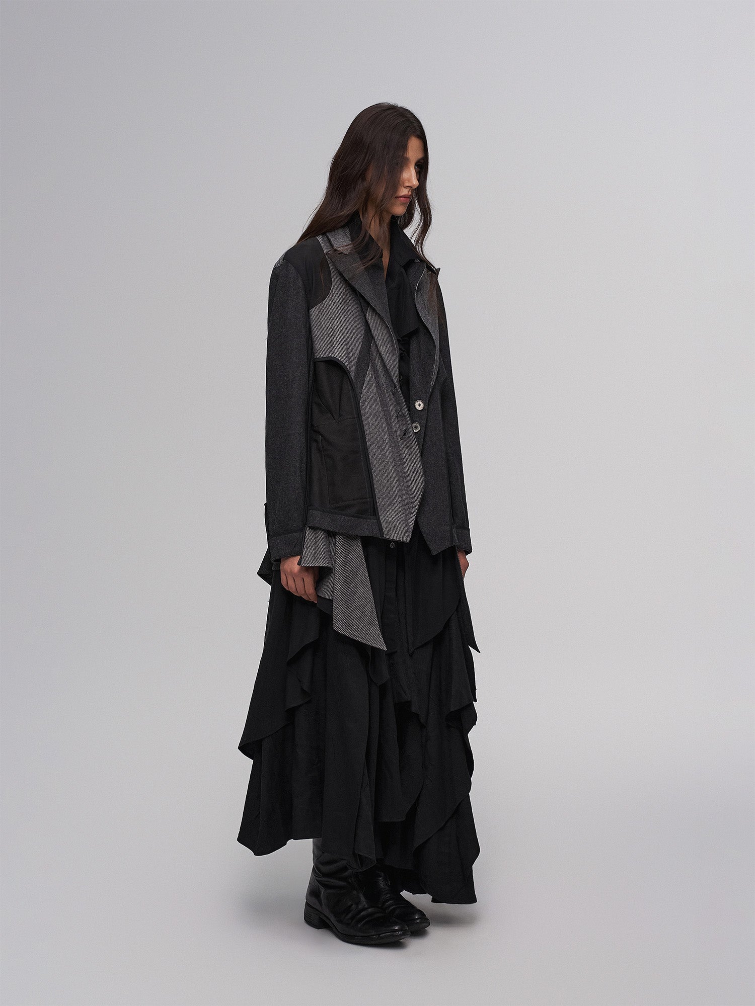 ILNya Nieternite Nifutur Asym Draped-Pleated Panel-Collar Blazer