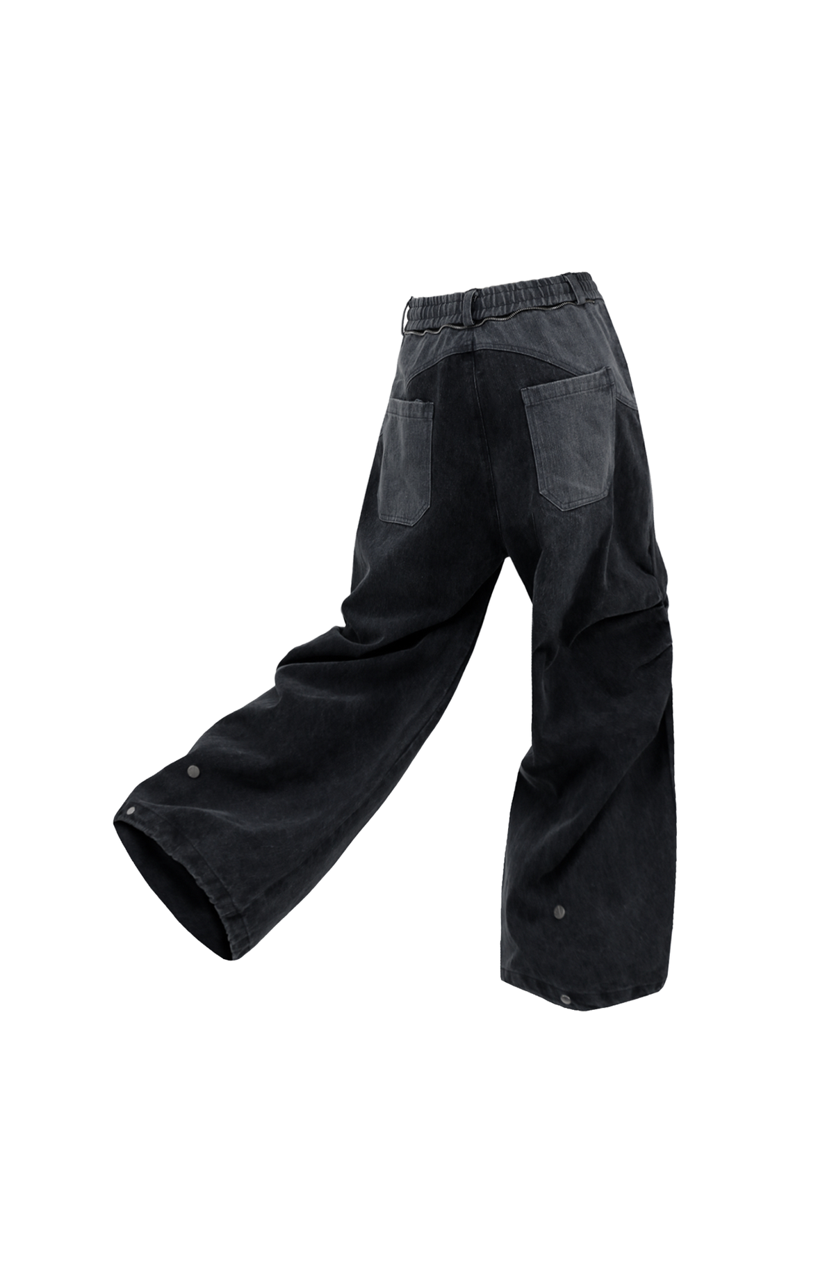 RELABEL Detachable Washed Pleated Jeans