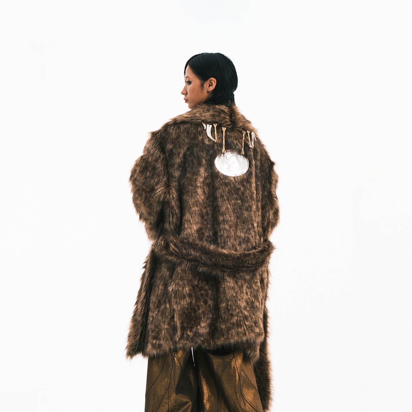 EMBRYO Faux Fur Bone Coat, premium urban and streetwear designers apparel on PROJECTISR.com, EMBRYO