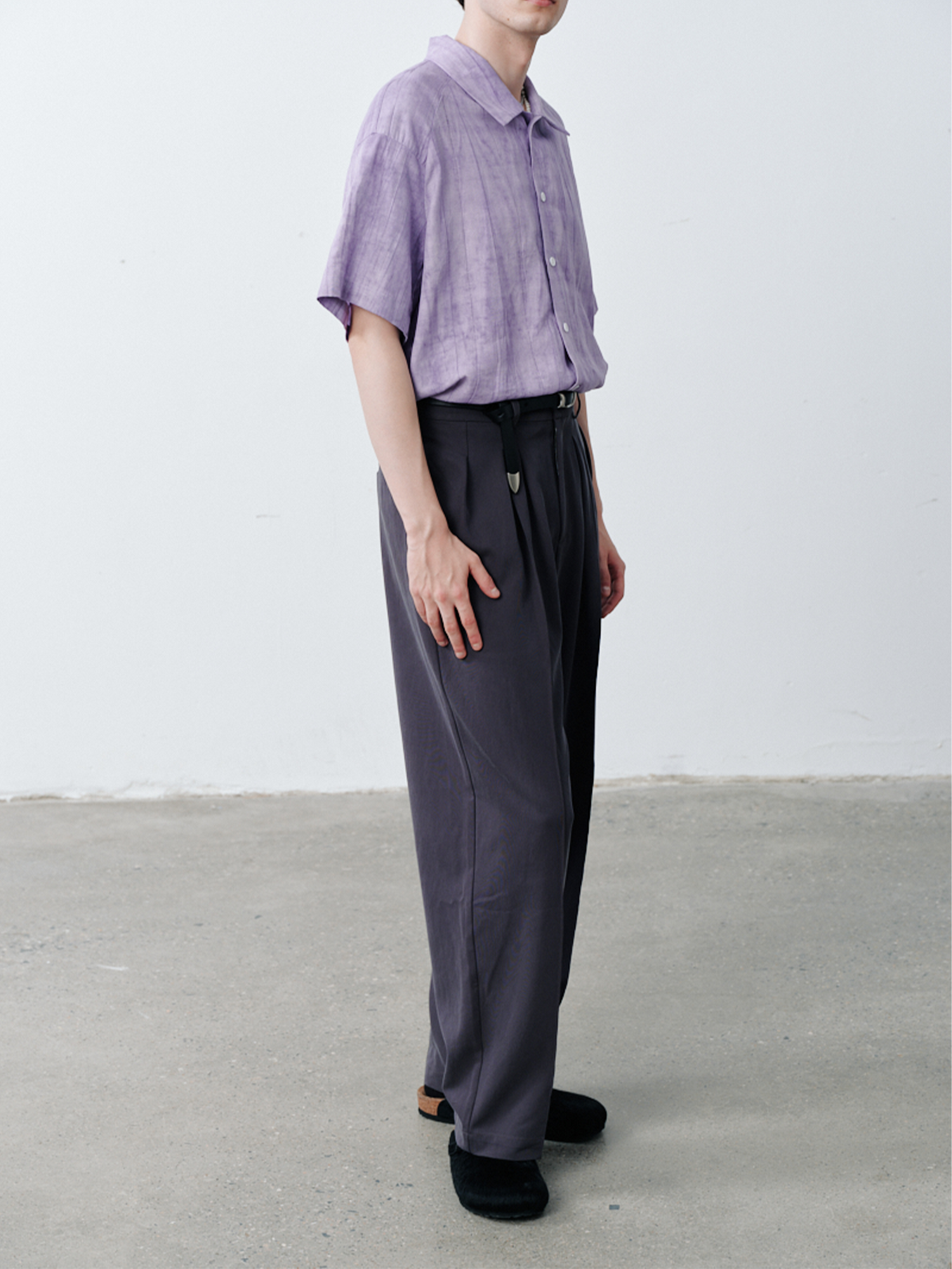GRAINMUSTARD Crinkled Linen-Cotton Half Shirt, premium urban and streetwear designers apparel on PROJECTISR.com, GRAINMUSTARD