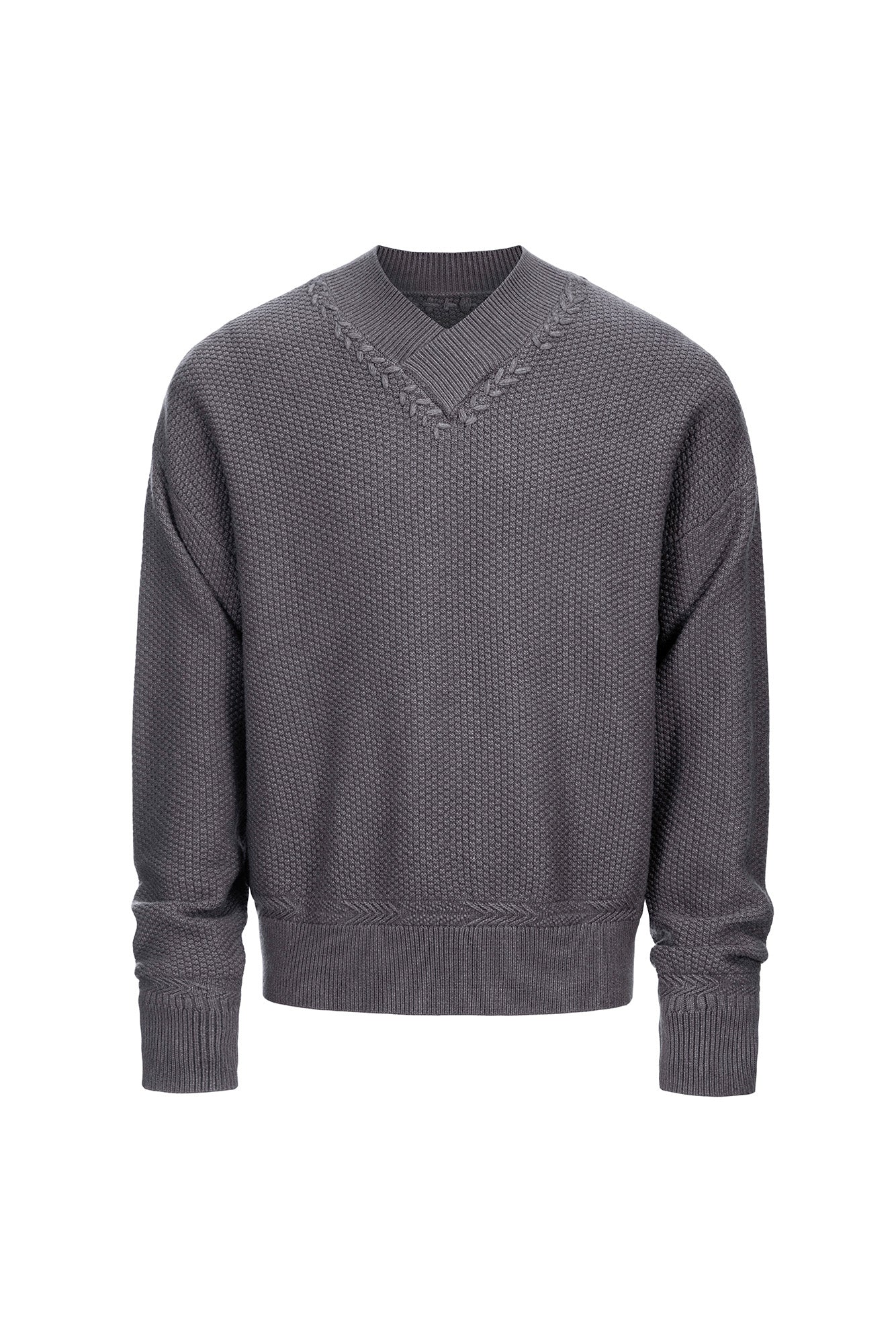 CATSSTAC Wheat-Weave V-Neck Oversized Sweater, premium urban and streetwear designers apparel on PROJECTISR.com, CATSSTAC