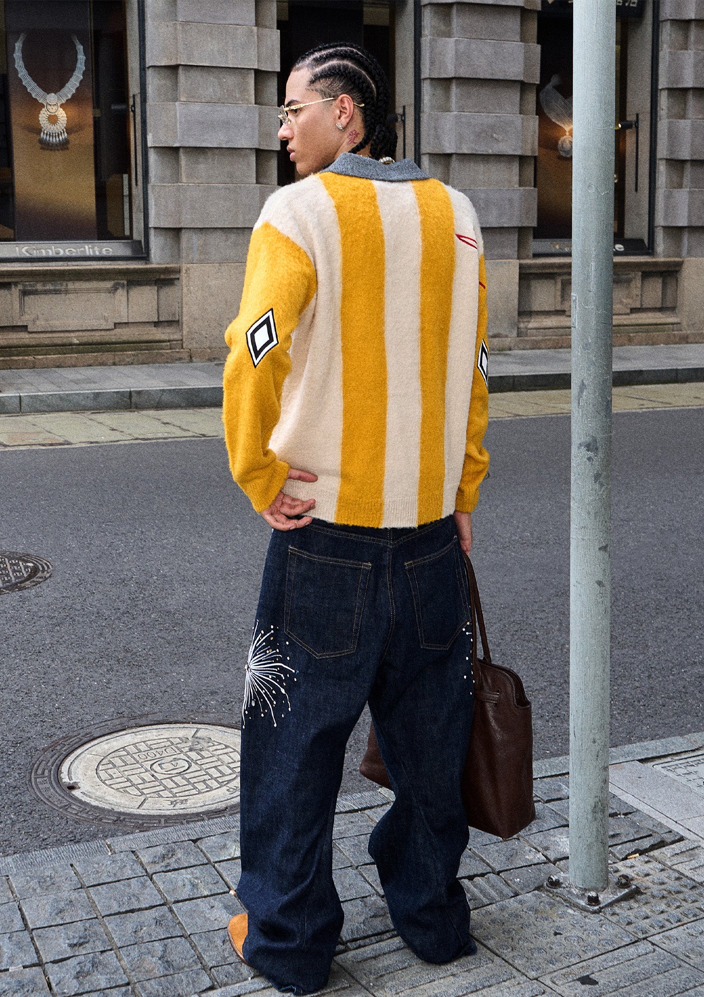STEEPC Striped Embroidered Fuzzy Polo Sweater, premium urban and streetwear designers apparel on PROJECTISR.com, STEEPC