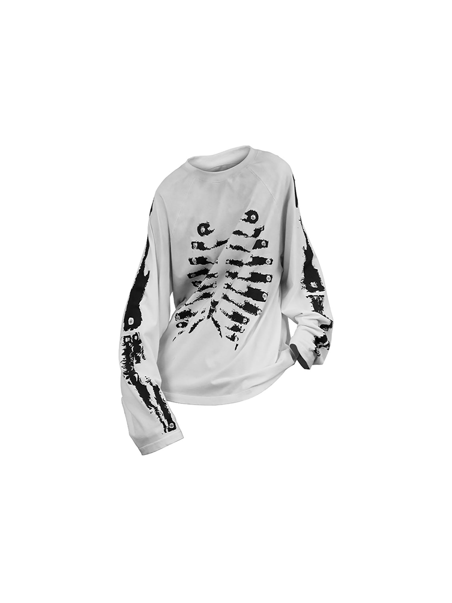 RELABEL Skeleton Graphic Rivet Long-Sleeve Tee, premium urban and streetwear designers apparel on PROJECTISR.com, RELABEL