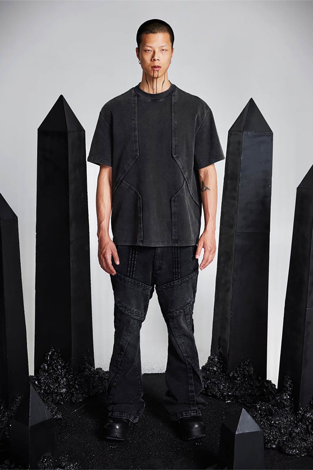 SSIN7 Washed Armor-Panel T-Shirt, premium urban and streetwear designers apparel on PROJECTISR.com, SSIN7