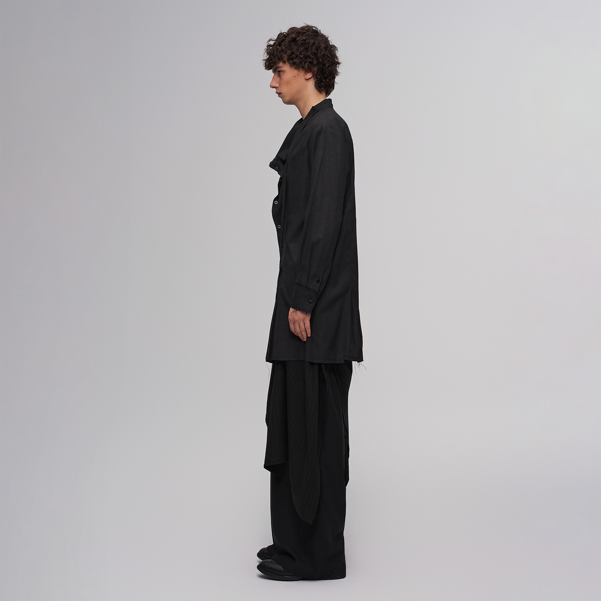 ILNya Nieternite Nifutur Asym Draped Raw-Edged Shirt, premium urban and streetwear designers apparel on PROJECTISR.com, ILNya Nieternite Nifutur