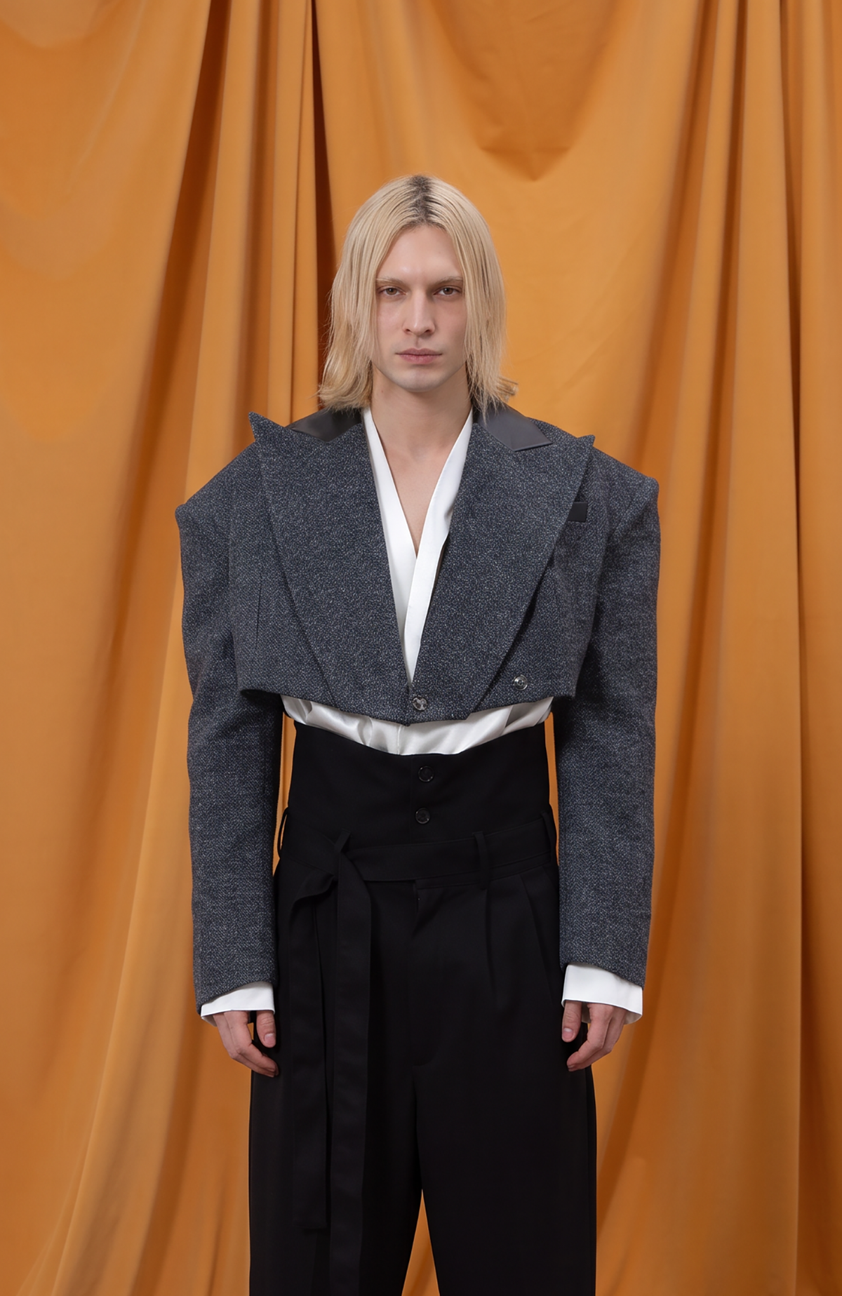 CLP Retro Wool-Blend Spliced Oversized Blazer
