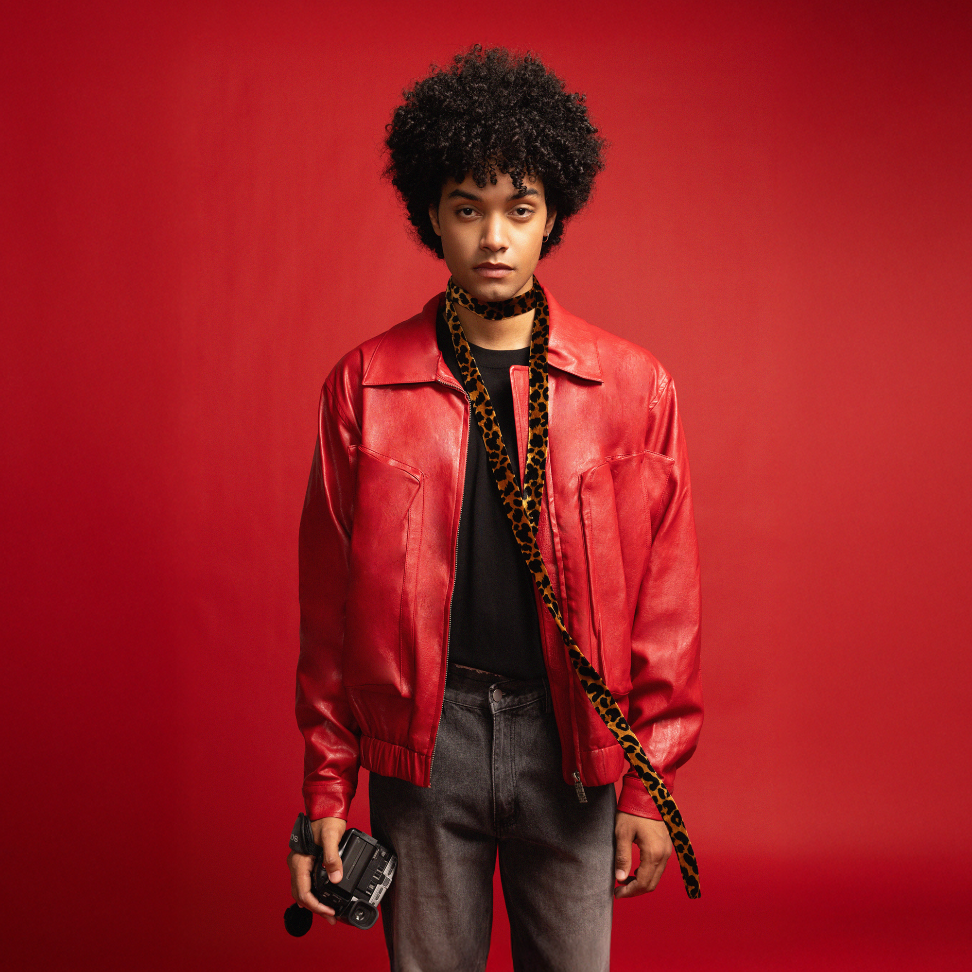 REDH Washed Faux Leather Cropped Blouson