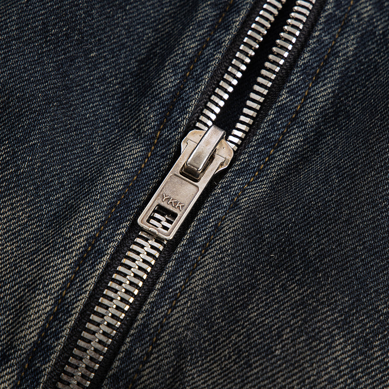 F2CE Washed Paneled Denim Hooded Jacket