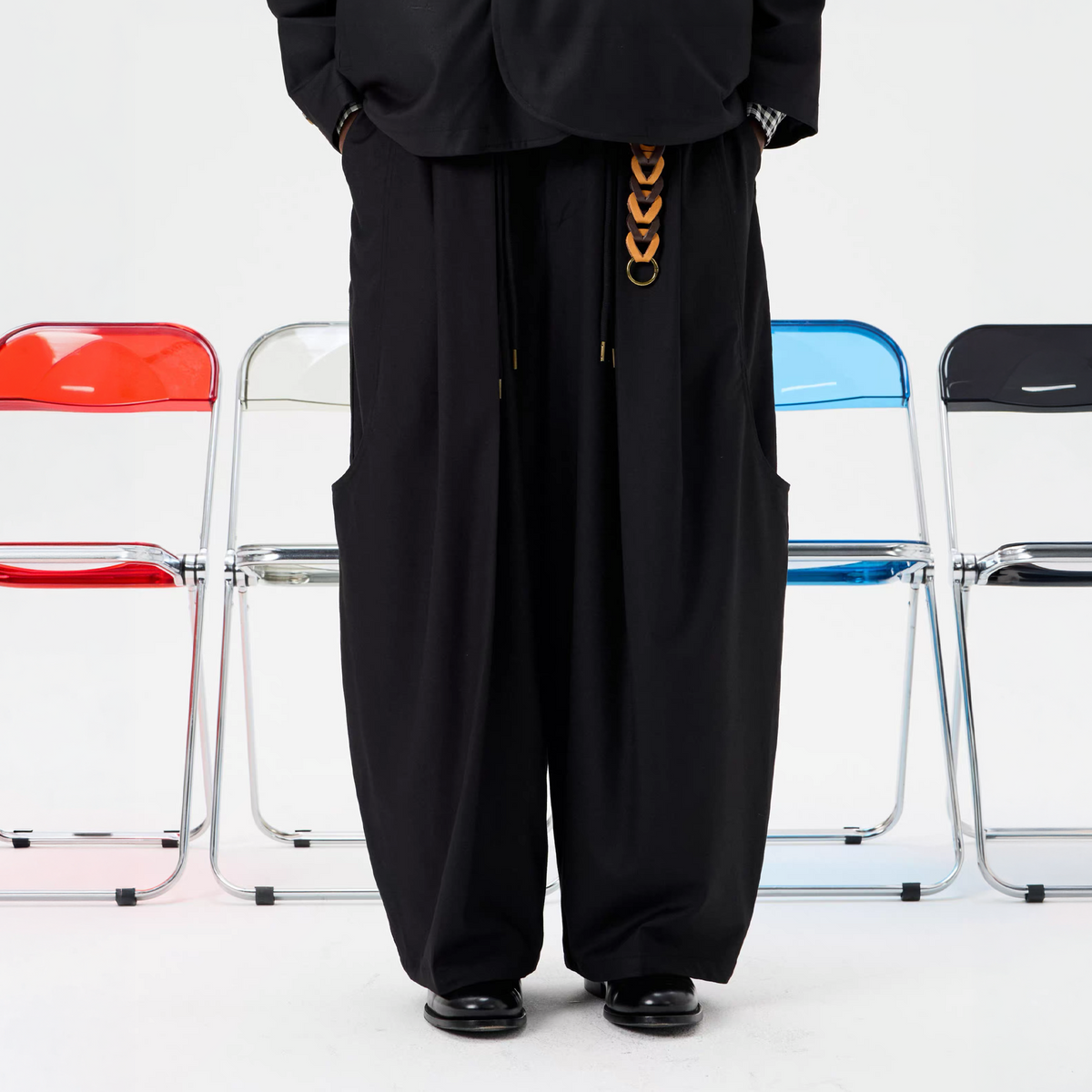 UNLIMITED MOTE Striped Wide-Leg Balloon Pants, premium urban and streetwear designers apparel on PROJECTISR.com, UNLIMITED MOTE