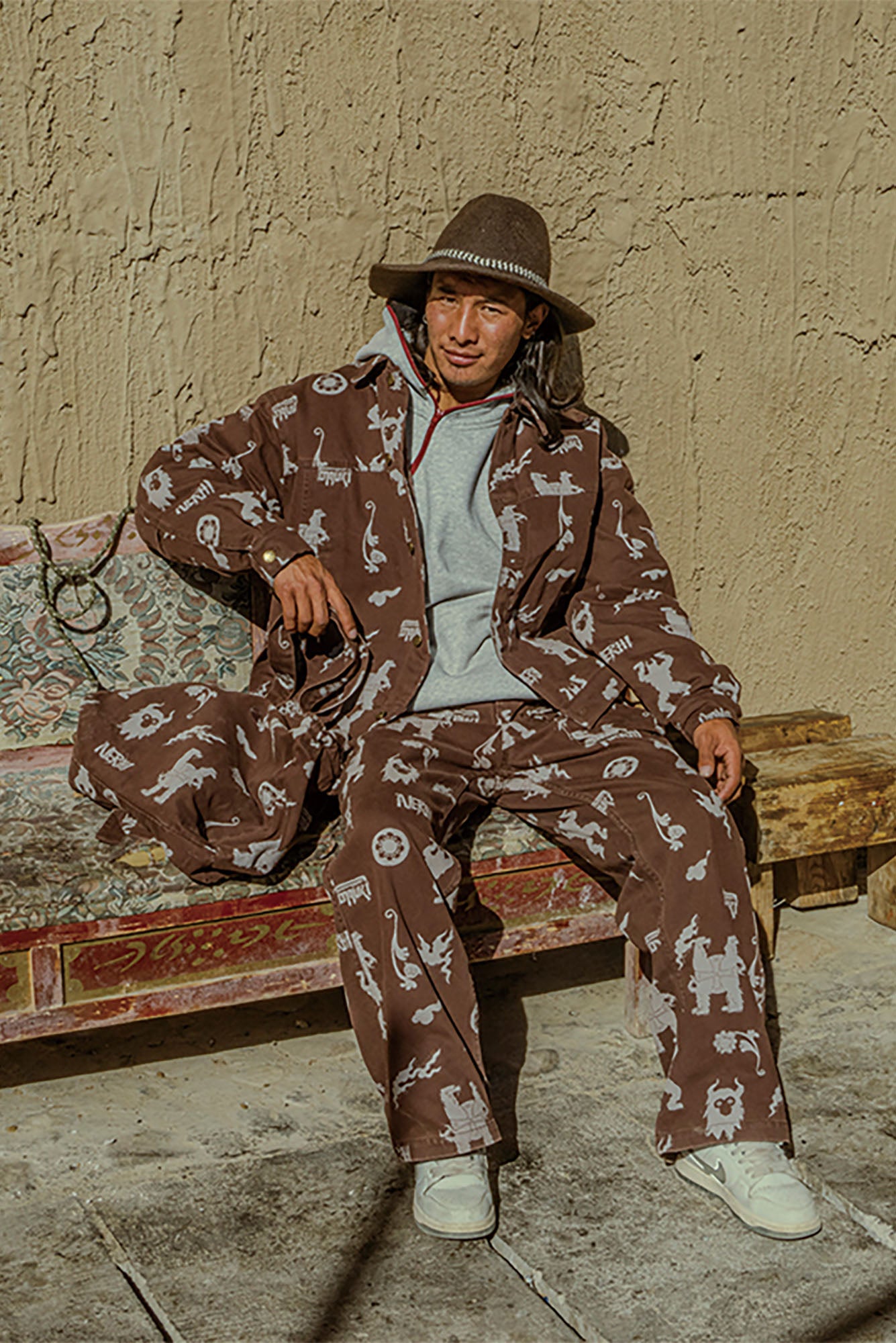 NERHI Tribal Totem Full-Print Shirt Jacket