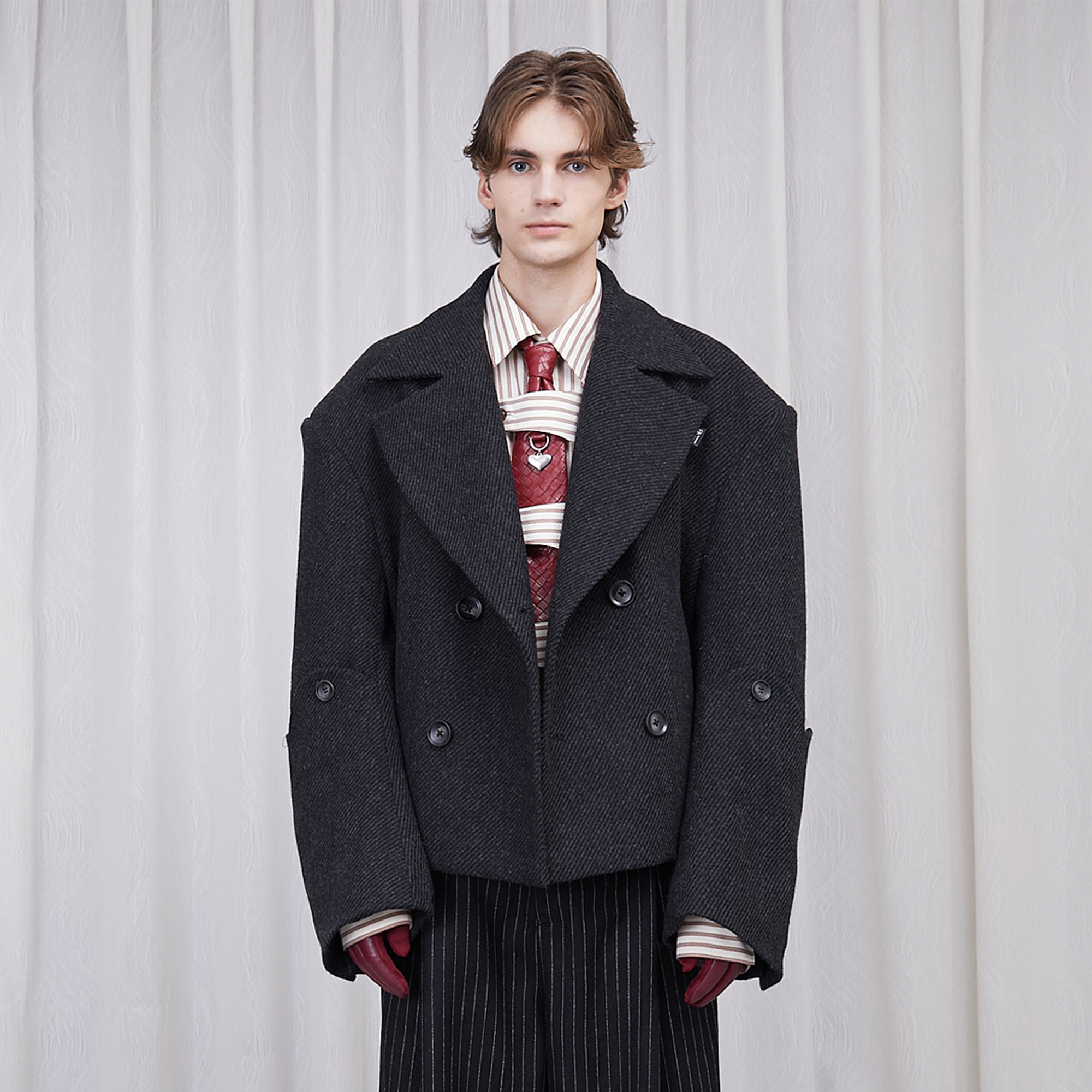 ASSEEN Double-Breast Wool-Blend Oversized Coat