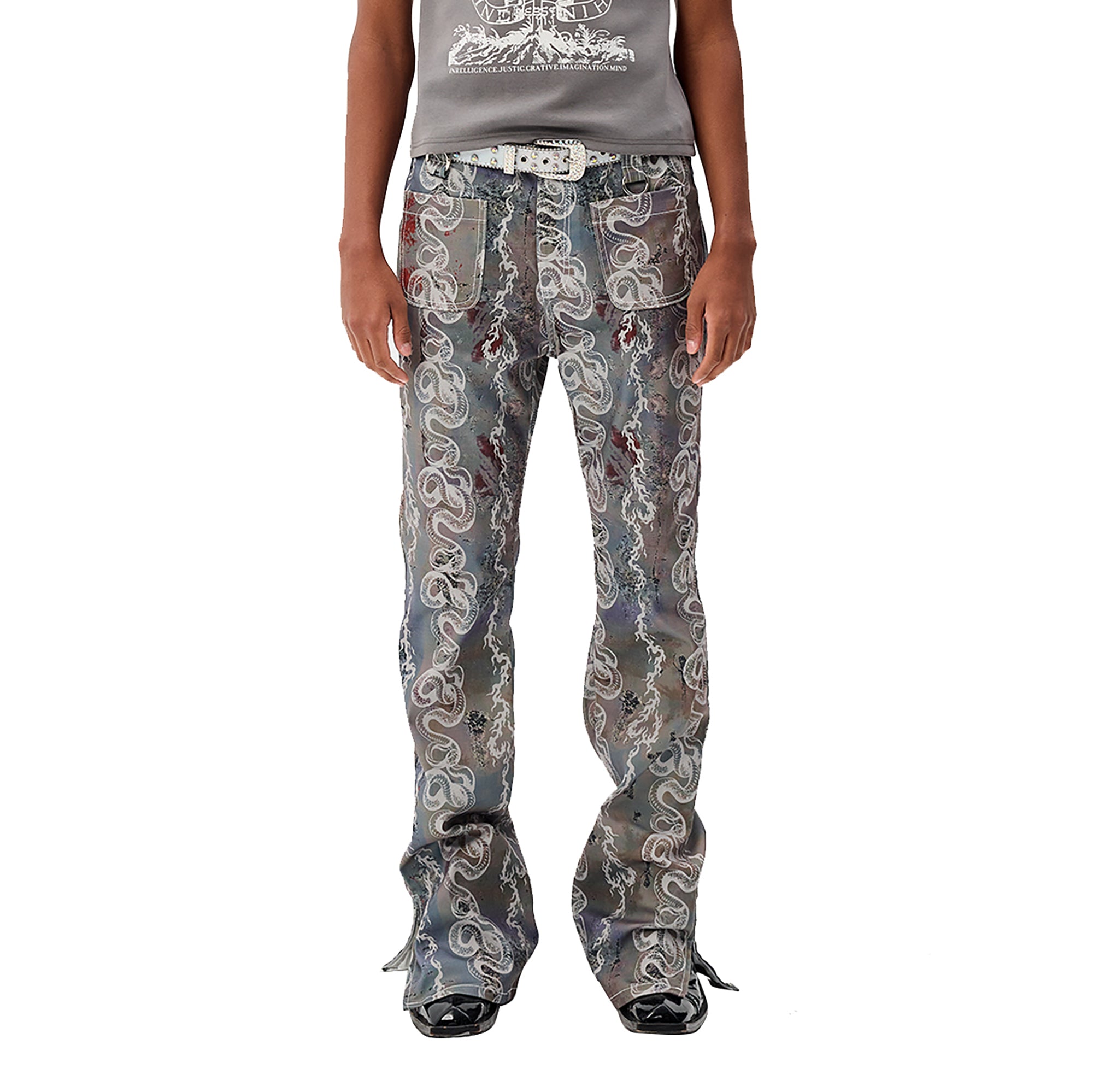 CYCYCY Serpentine Graphic Flared Jeans