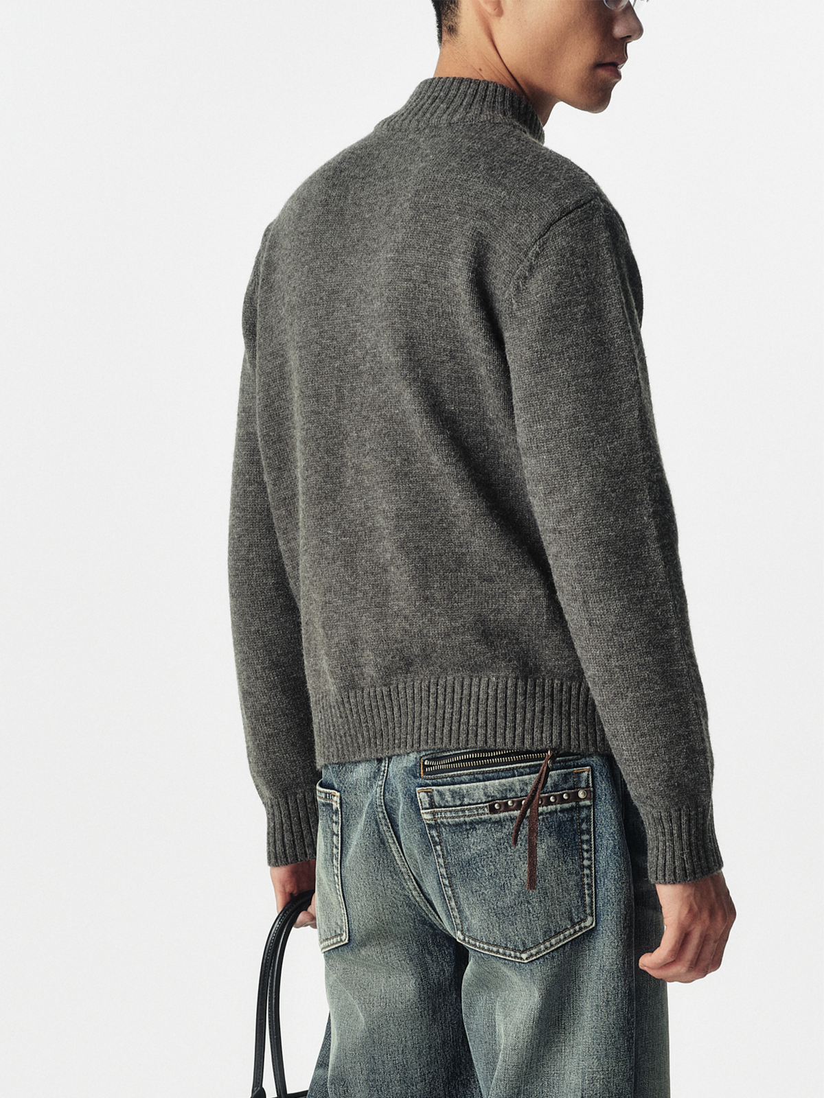 CATSSTAC Napoleon Collar Wool-Blend Chunky Knit Cardigan