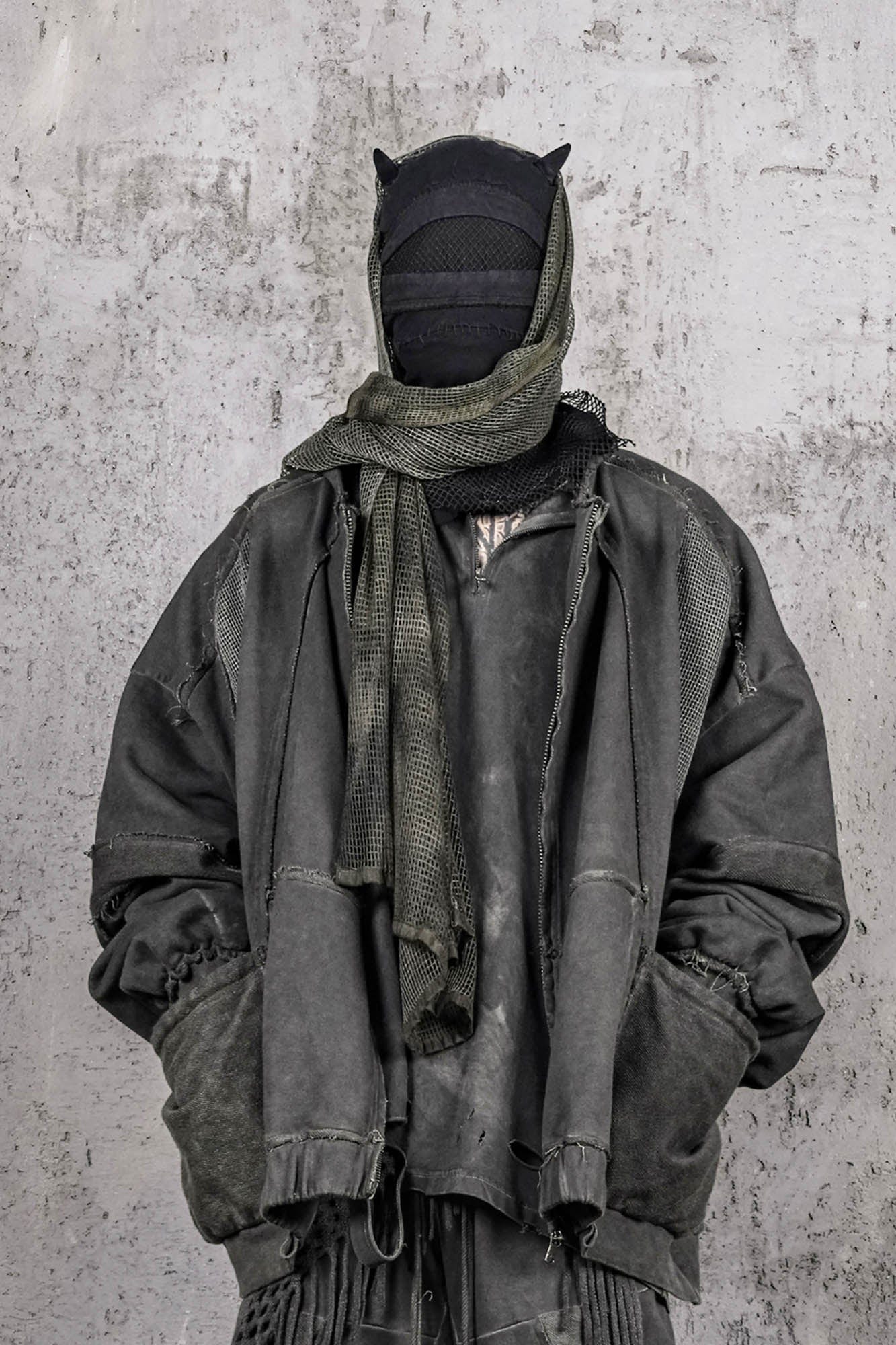 UNDERWATER Distressed Demon Clad Deconstructed Hooded Jacket