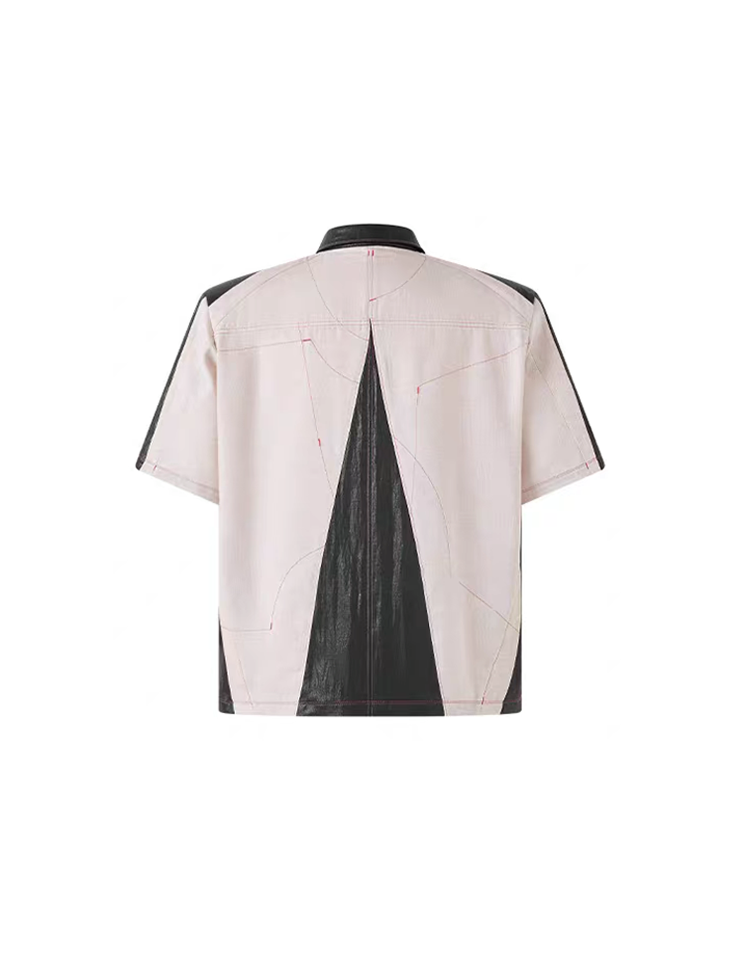 TIWILLTANG Contrast Stitch Paneled Zip-Up Half Shirt