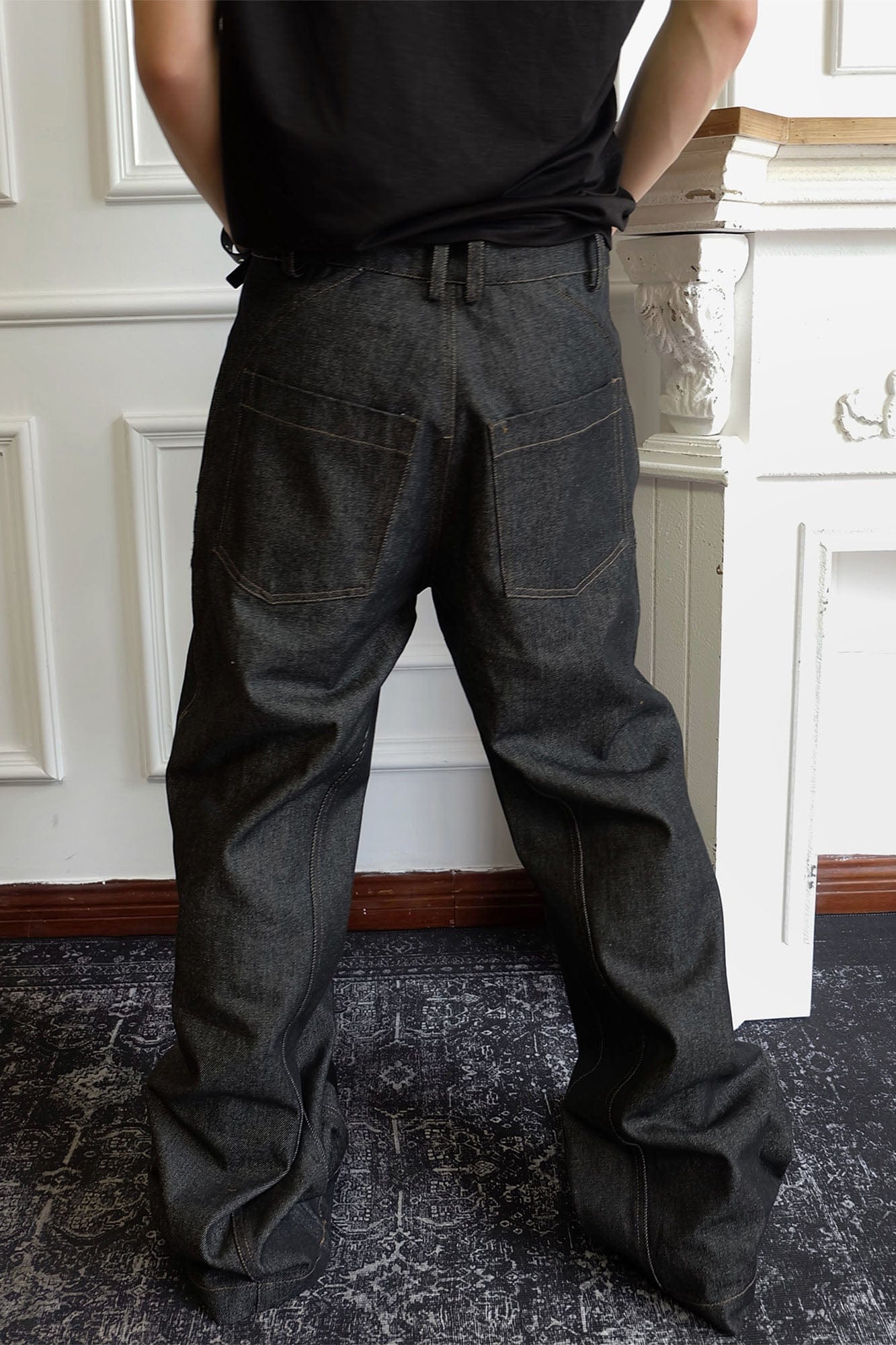 SSIN7 Spliced Button-Up Straight-Leg Raw Jeans, premium urban and streetwear designers apparel on PROJECTISR.com, SSIN7