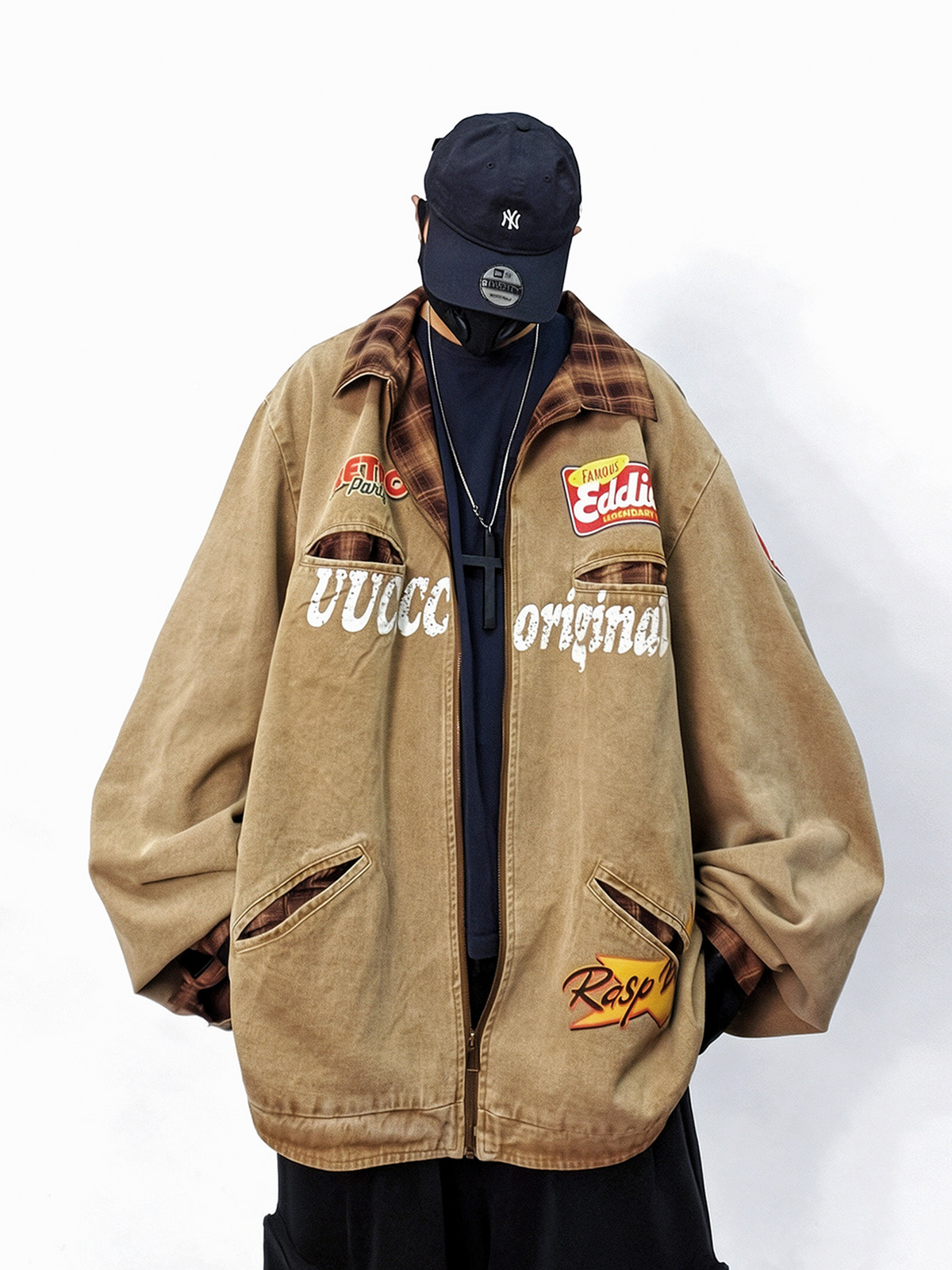 UUCSCC Retro Oversized Denim Varsity Jacket, premium urban and streetwear designers apparel on PROJECTISR.com, UUCSCC
