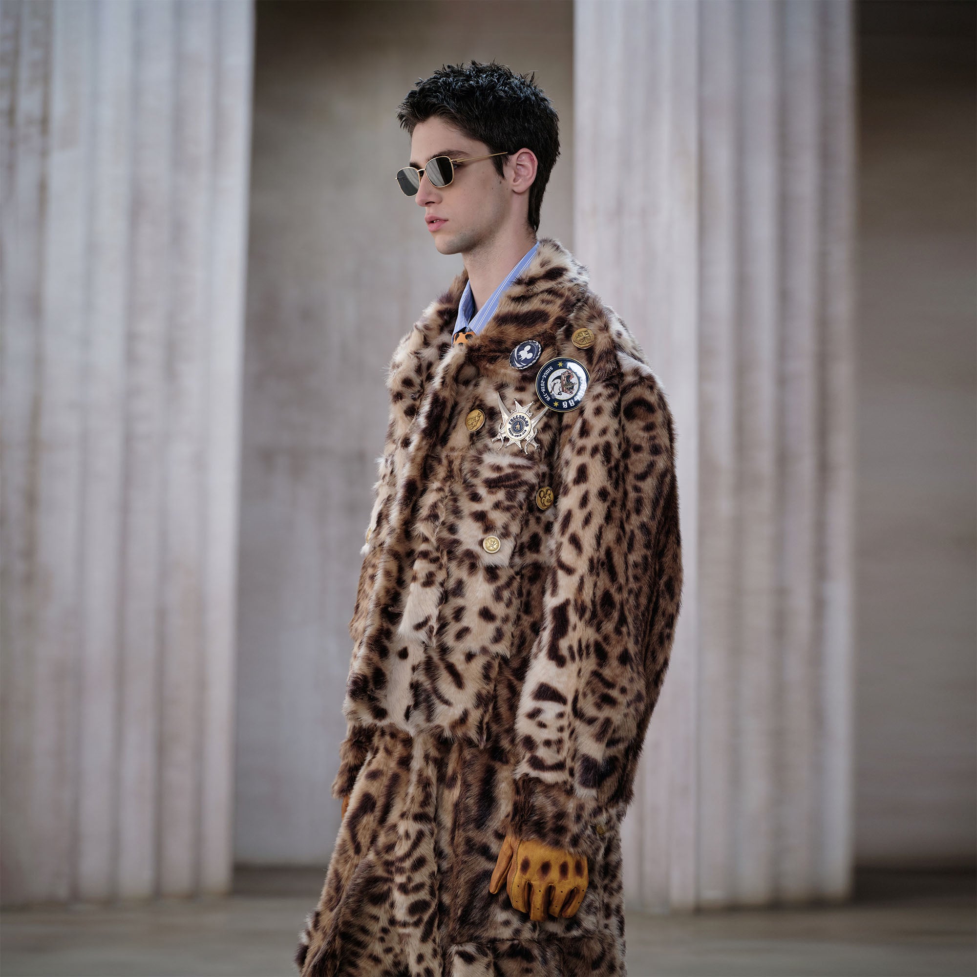 FACEONLAB Leopard Faux Fur Jacket