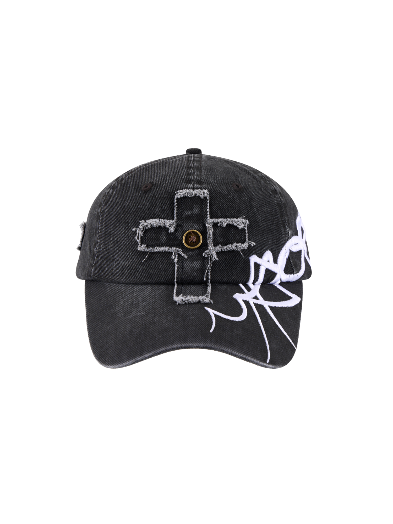 SANB Distressed Cross-Patch Embroidered Denim Cap