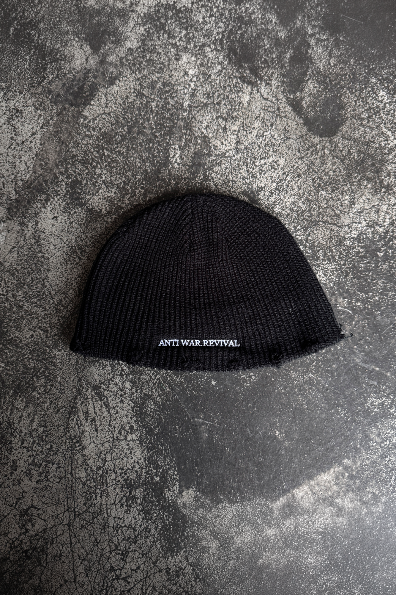 ANTI WAR REVIVAL Jacquard Cross Embroidered Knit Beanie