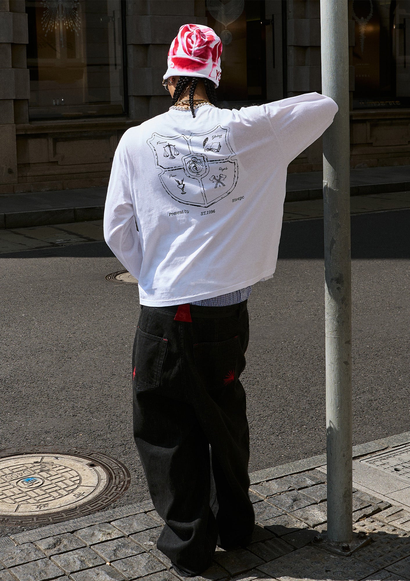 STEEPC Double-Button Graphic Long-Sleeve Tee, premium urban and streetwear designers apparel on PROJECTISR.com, STEEPC