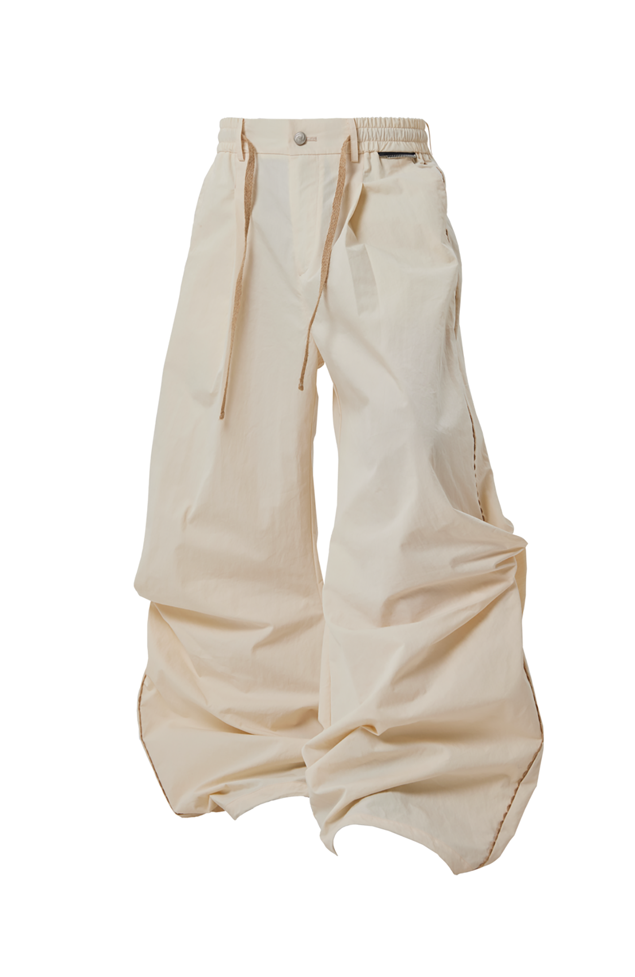 RELABEL Pleated Drawstring Cuff Parachute Pants Red / Apricot