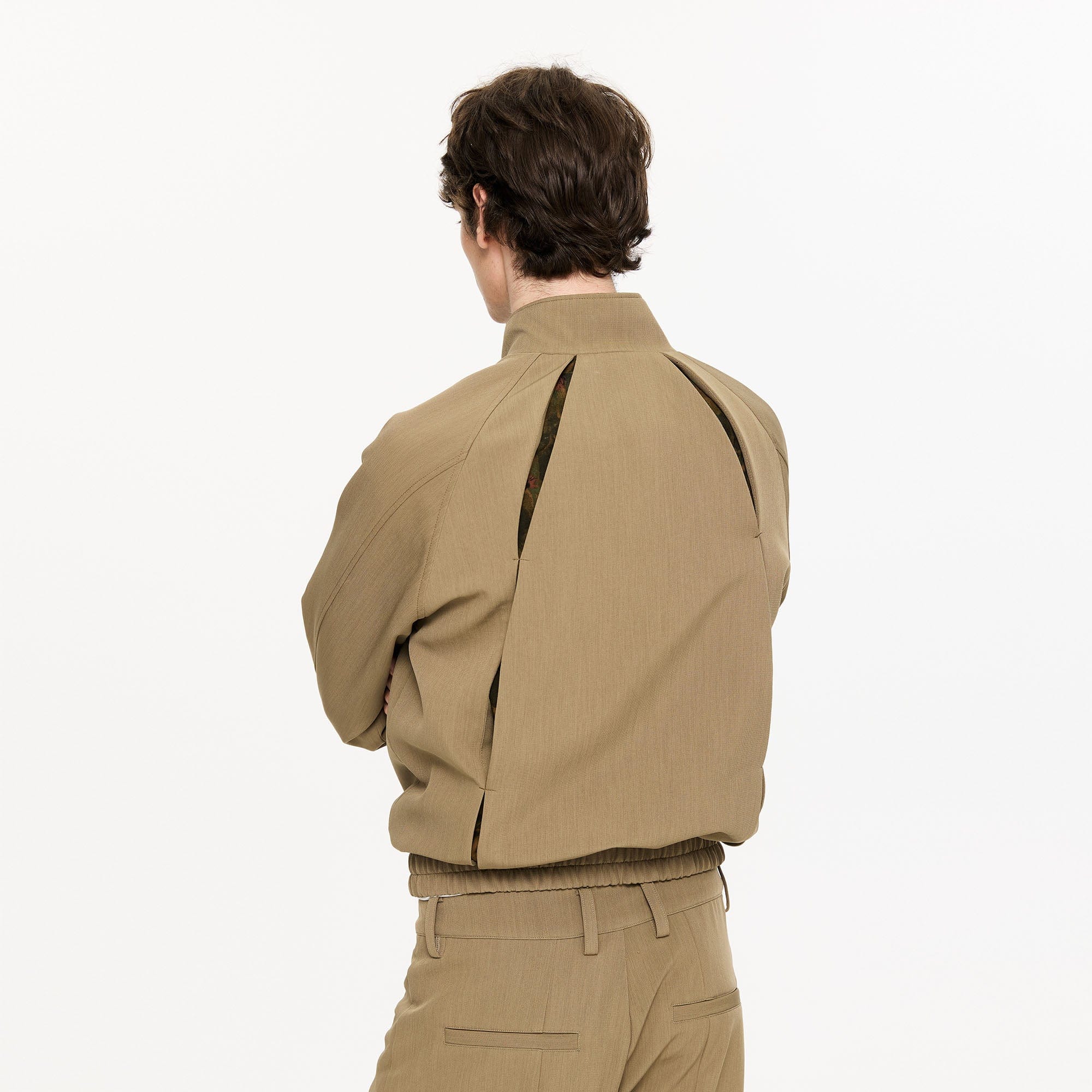 KREATE Floral-Lined Spliced Harrington Jacket, premium urban and streetwear designers apparel on PROJECTISR.com, KREATE