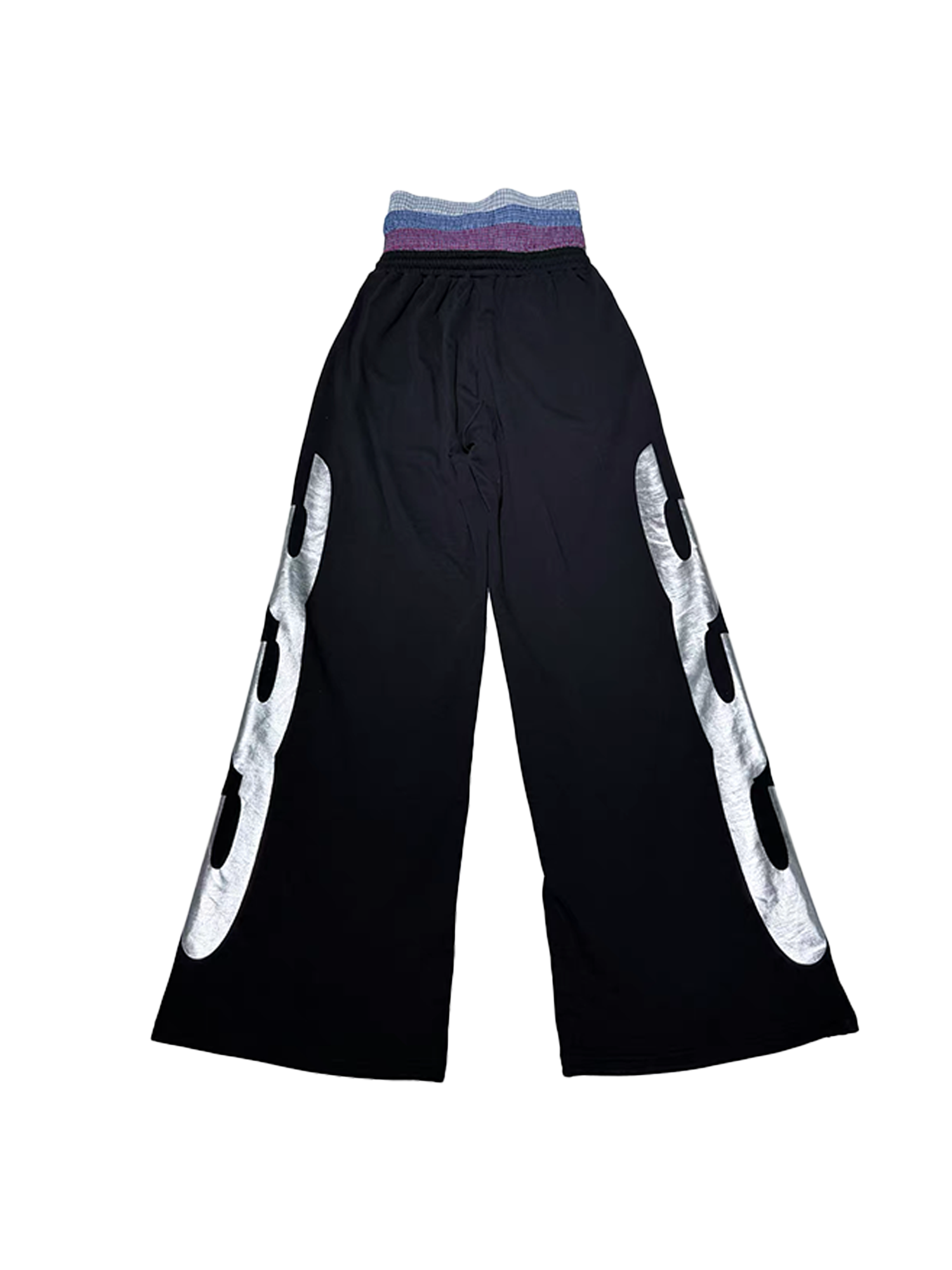 PCCVISION Layered Waist Foil Graphic Baggy Sweatpants, premium urban and streetwear designers apparel on PROJECTISR.com, PCCVISION