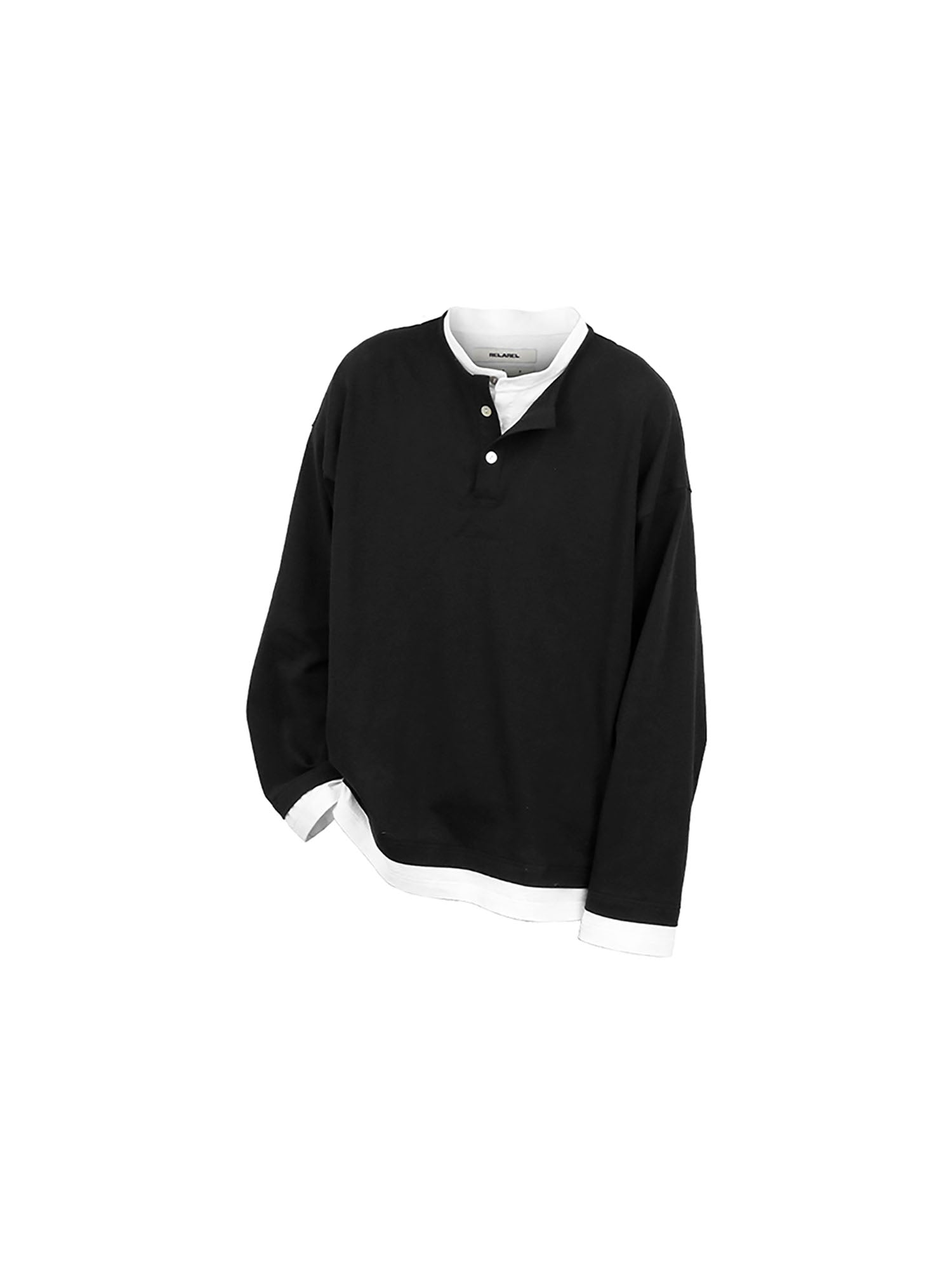 RELABEL Contrast Layered Henley Long-Sleeve Tee, premium urban and streetwear designers apparel on PROJECTISR.com, RELABEL