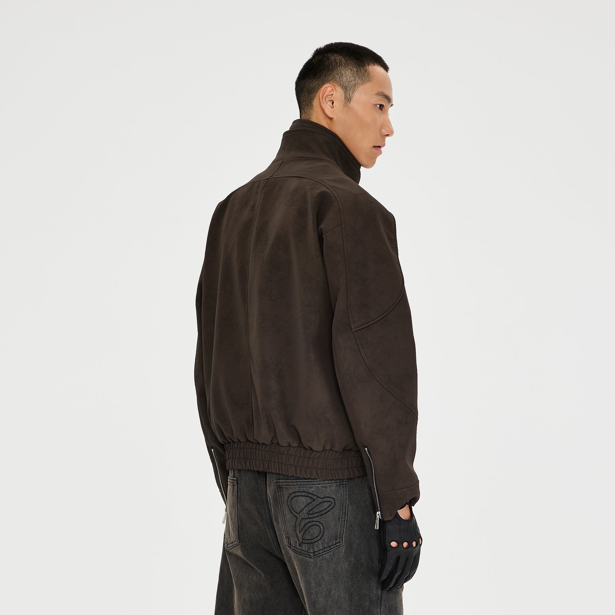 CATSSTAC Layered Placket Structured Paneled PU Jacket