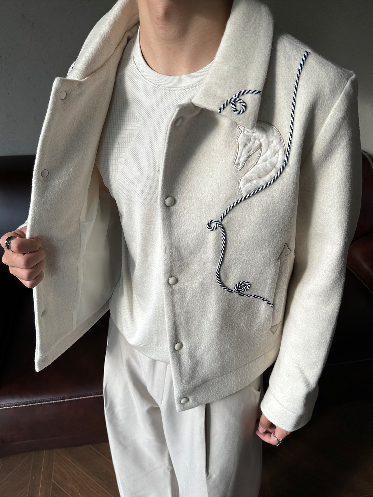 CATSSTAC Rope-Embroidered Wool-Blend Oversized Jacket