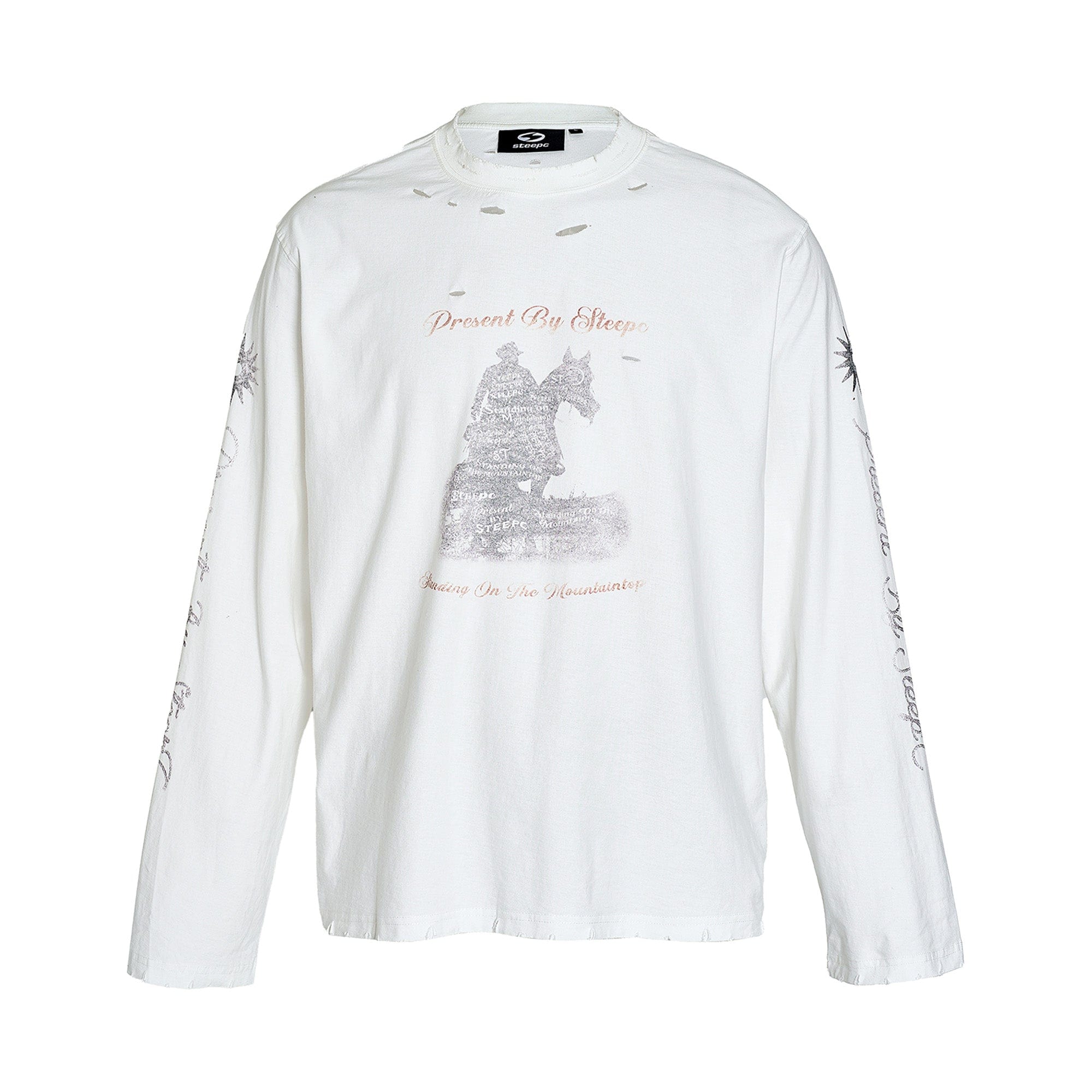 STEEPC Retro Distressed Long-Sleeve Tee