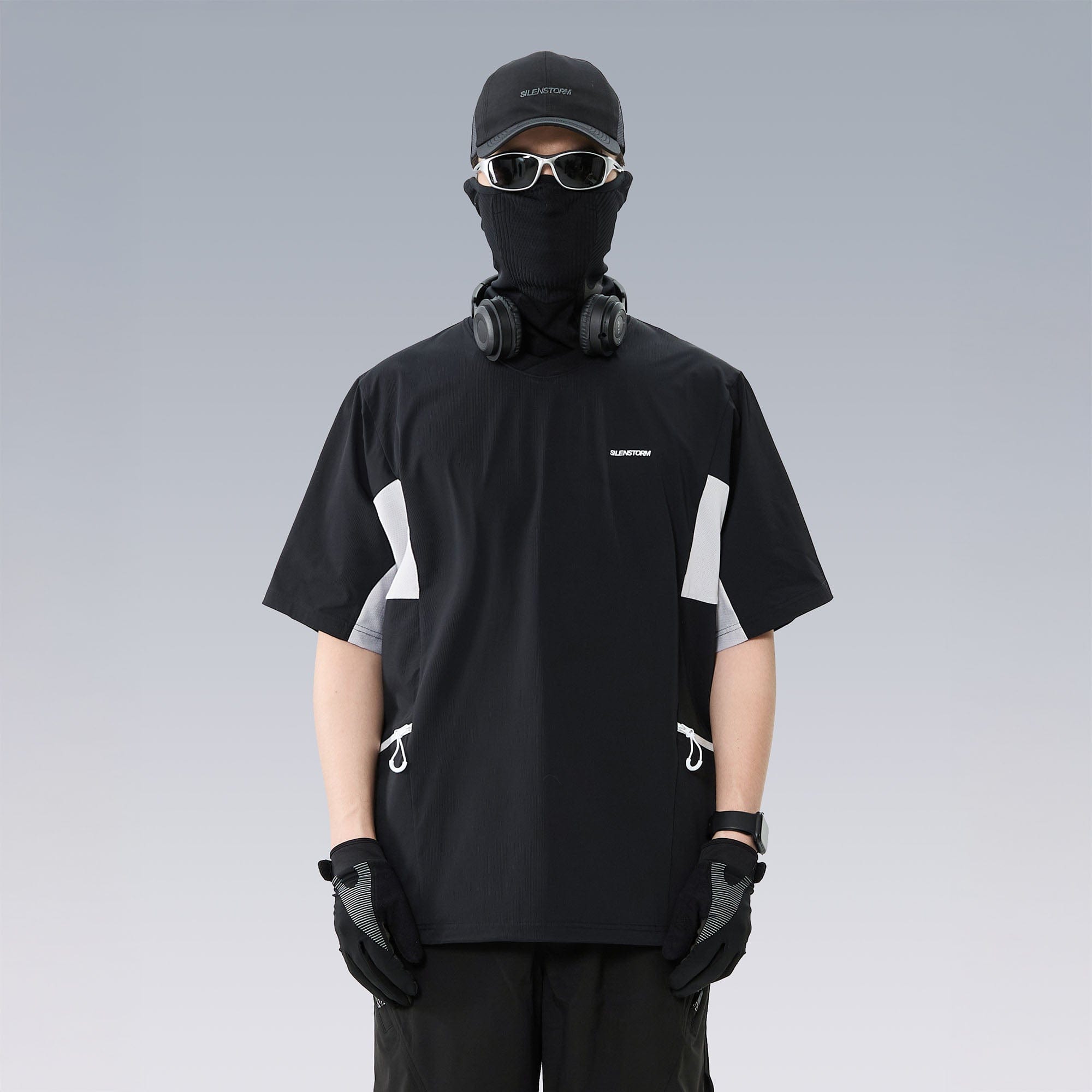 SILENSTORM Tech Panel Drawstring-Hem Quick-Dry T-Shirt, premium urban and streetwear designers apparel on PROJECTISR.com, SILENSTORM