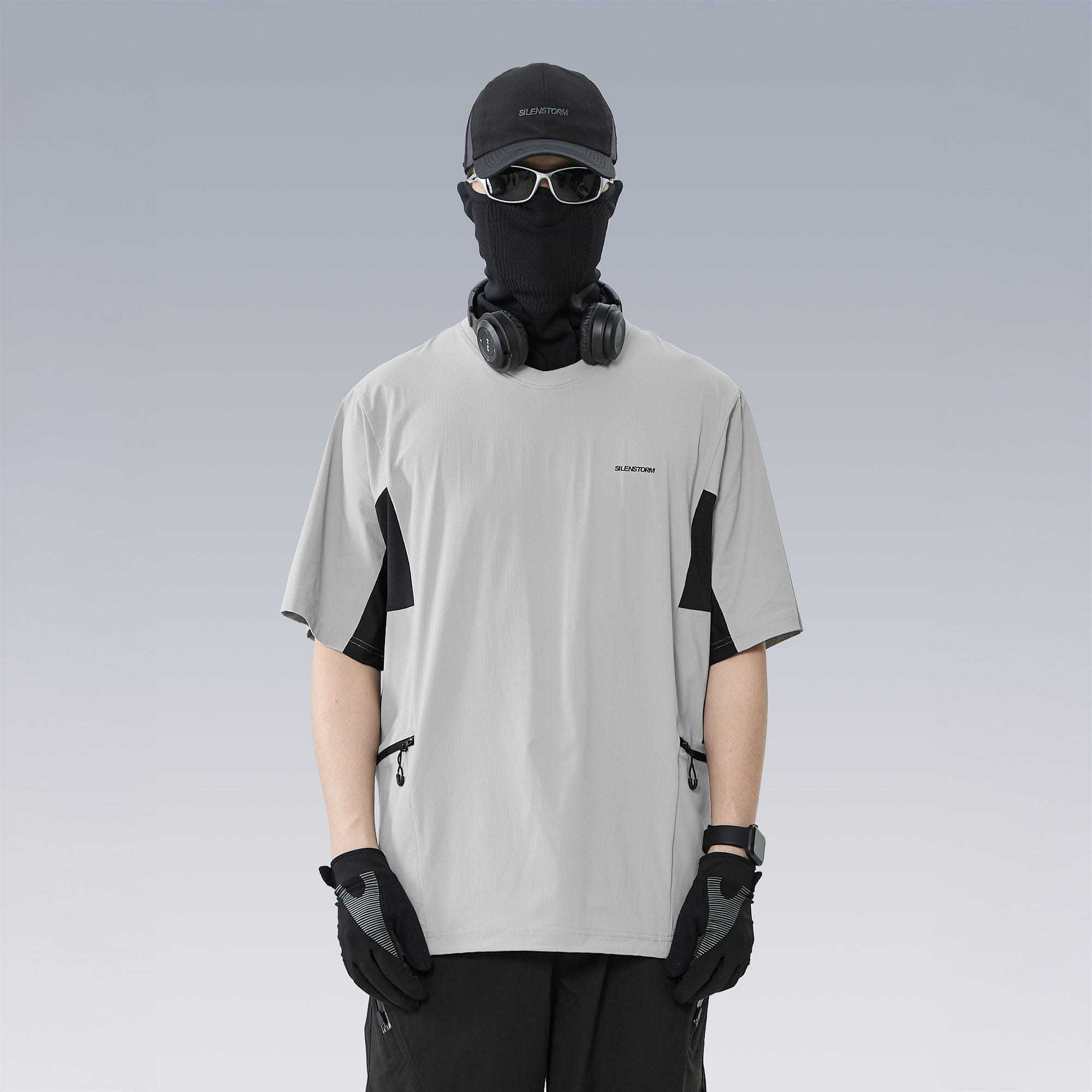 SILENSTORM Tech Panel Drawstring-Hem Quick-Dry T-Shirt, premium urban and streetwear designers apparel on PROJECTISR.com, SILENSTORM