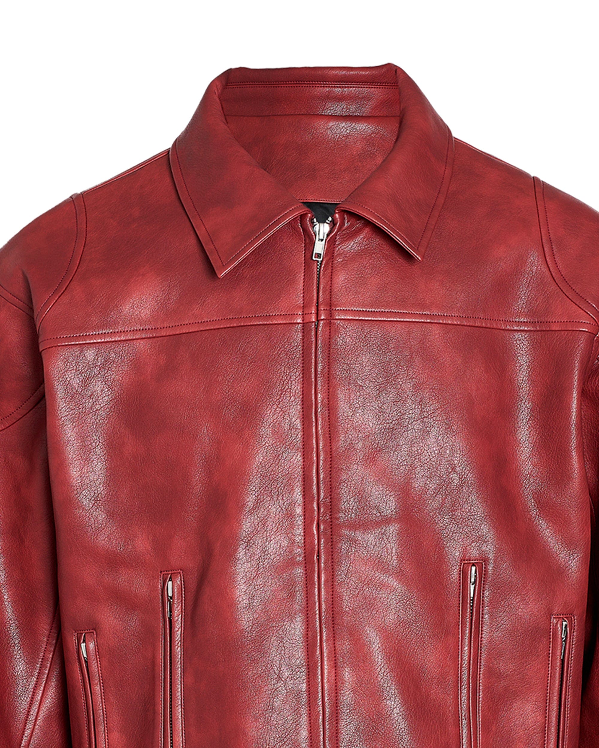 STEEPC Faux Leather Spliced Jacket Red